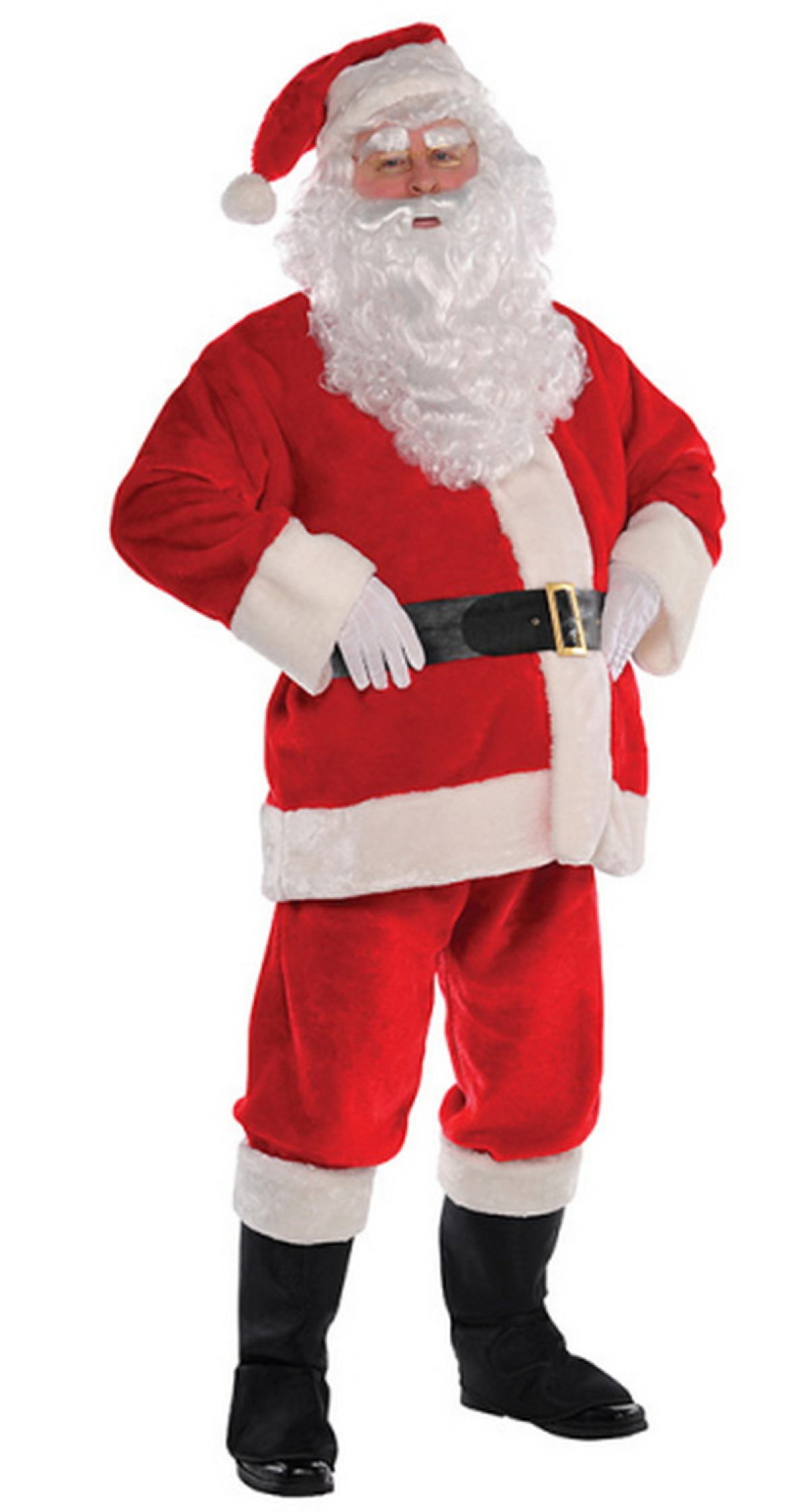 Plush Santa Suit with Wig & Beard - Adult Size Large / Extra Large