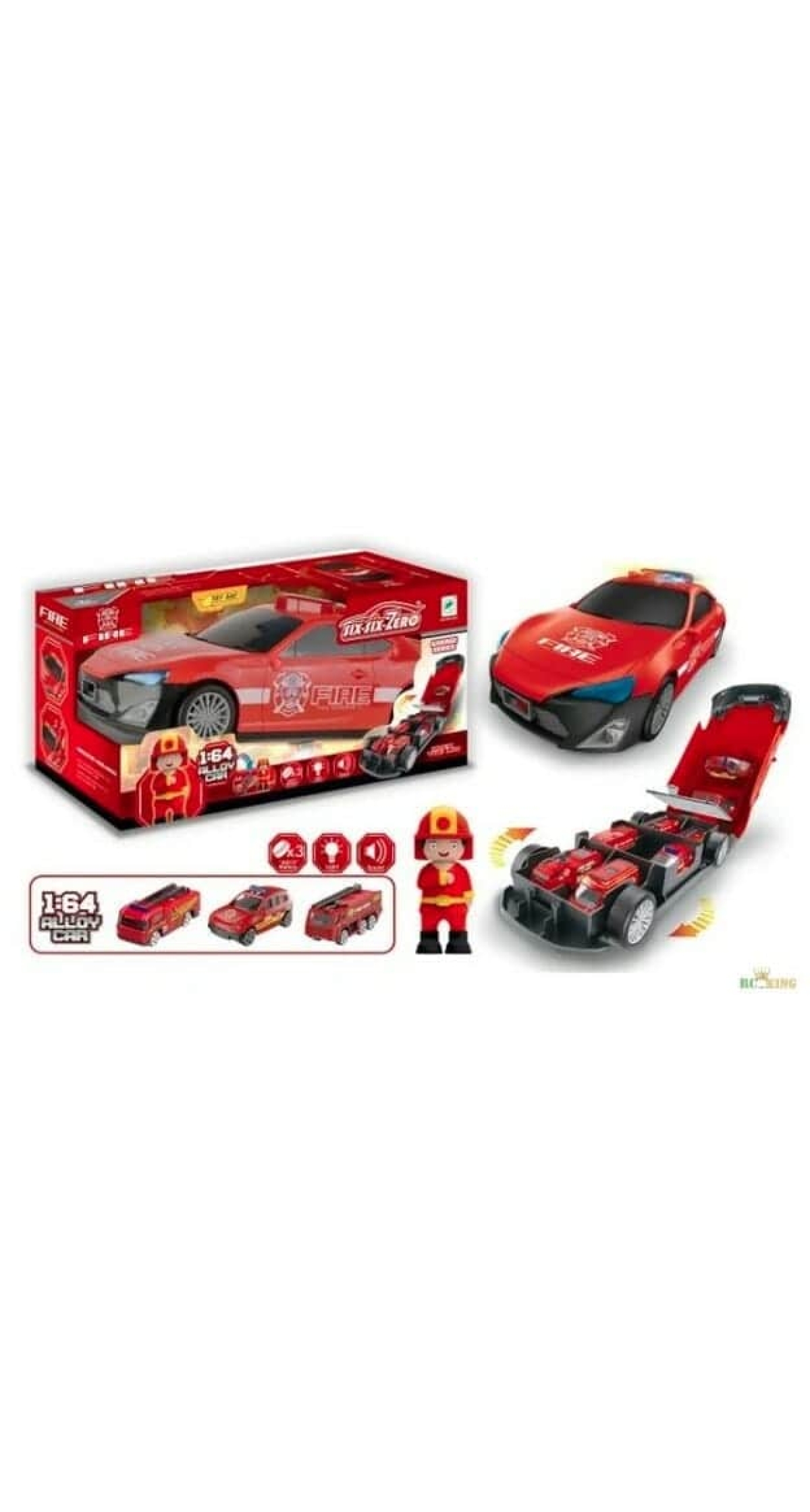 Garage Series Fire Car With Light And Sound - 30cm x 10cm x 13cm