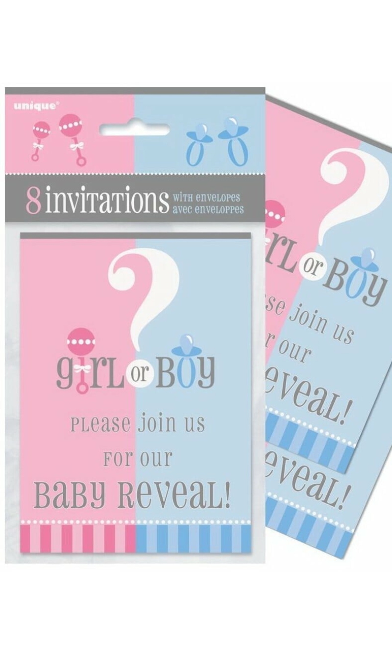 Gender Reveal Boy or Gir Invitatiions - 8pk