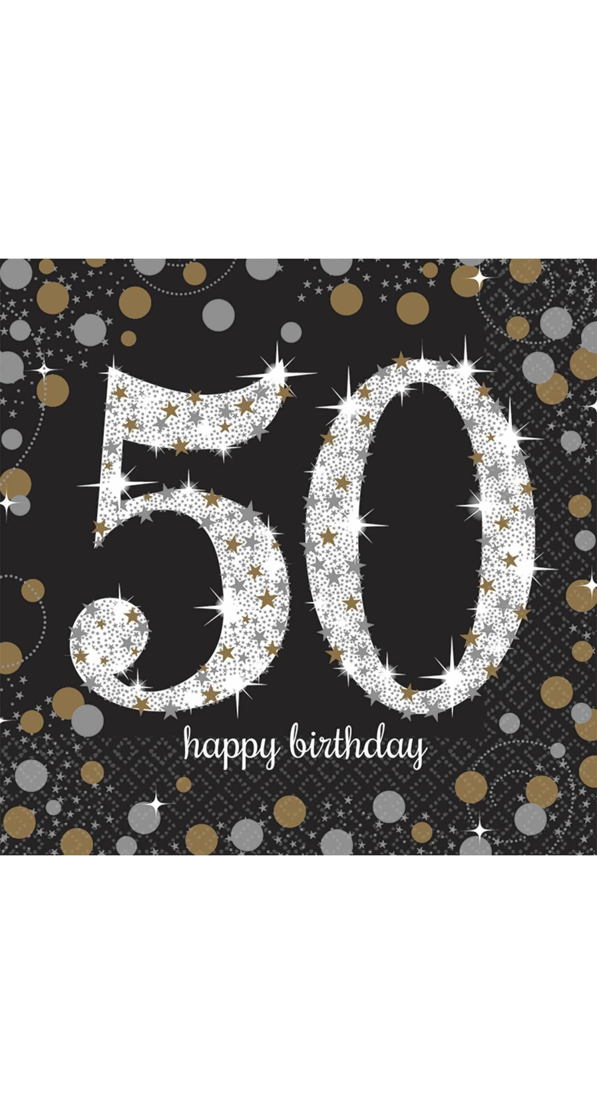 50th Gold Sparkling Celebration Napkins 33cm x 33cm - 16pk