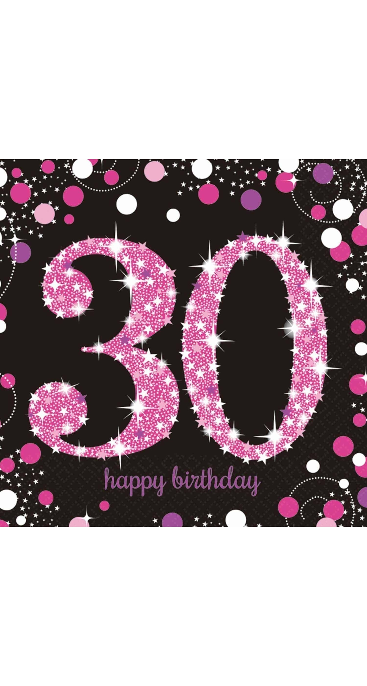 30th Pink Sparkling Celebration Napkins 33cm x 33cm - 16pk