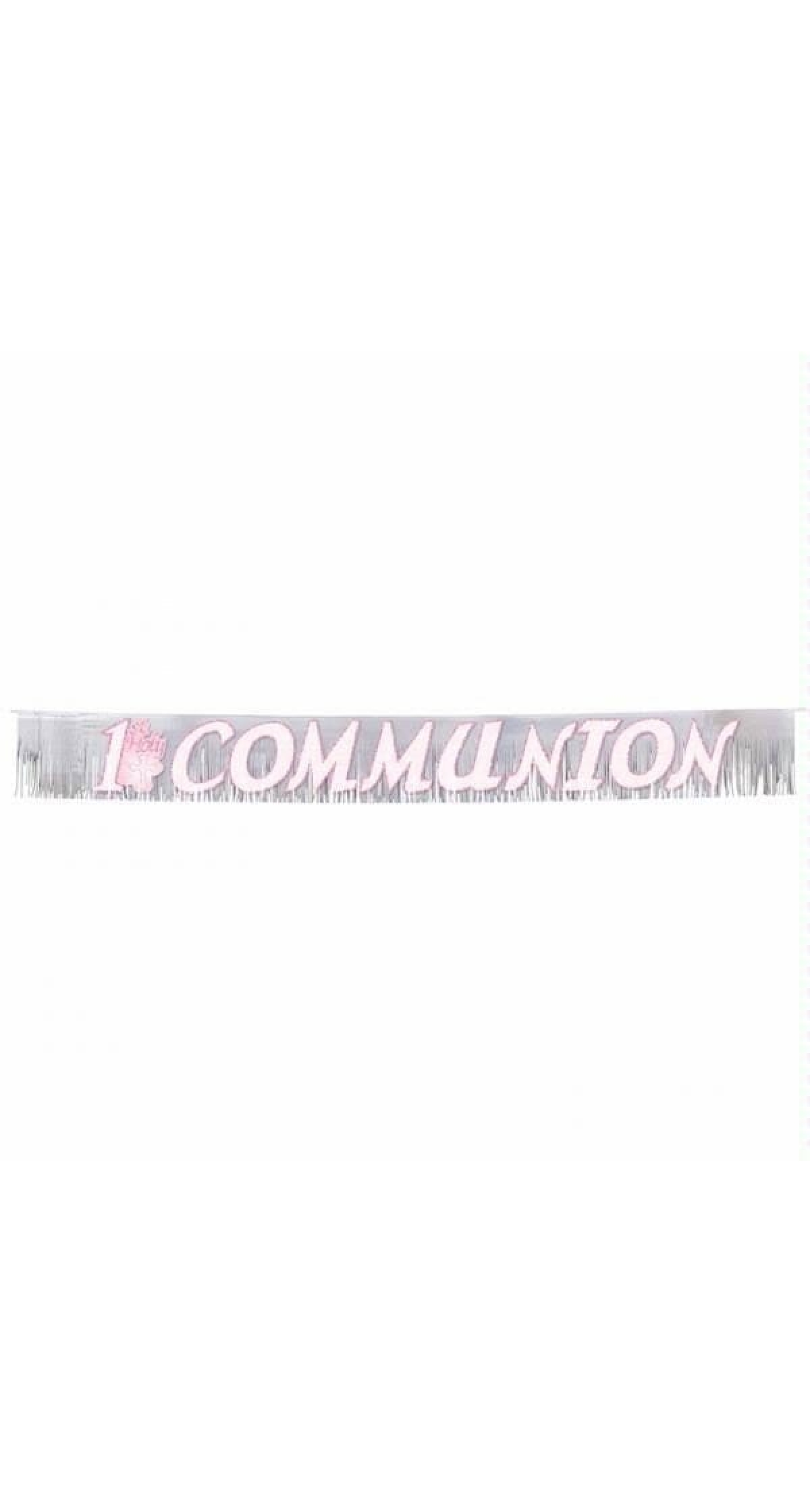 1st Holy Communion Glitter Fringed Metallic Banner Pink 22.8cm x 2.4m