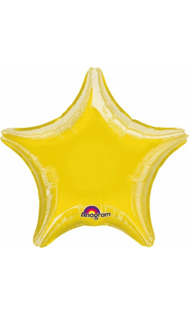 Yellow Star Foil Balloon 19"