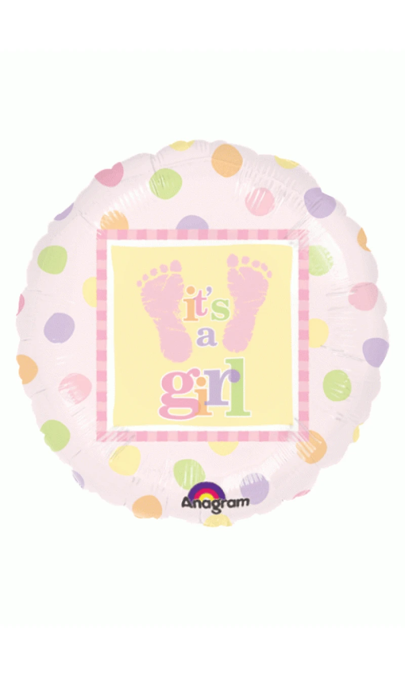 It's a Girl Baby Steps Round Foil Balloon 18"
