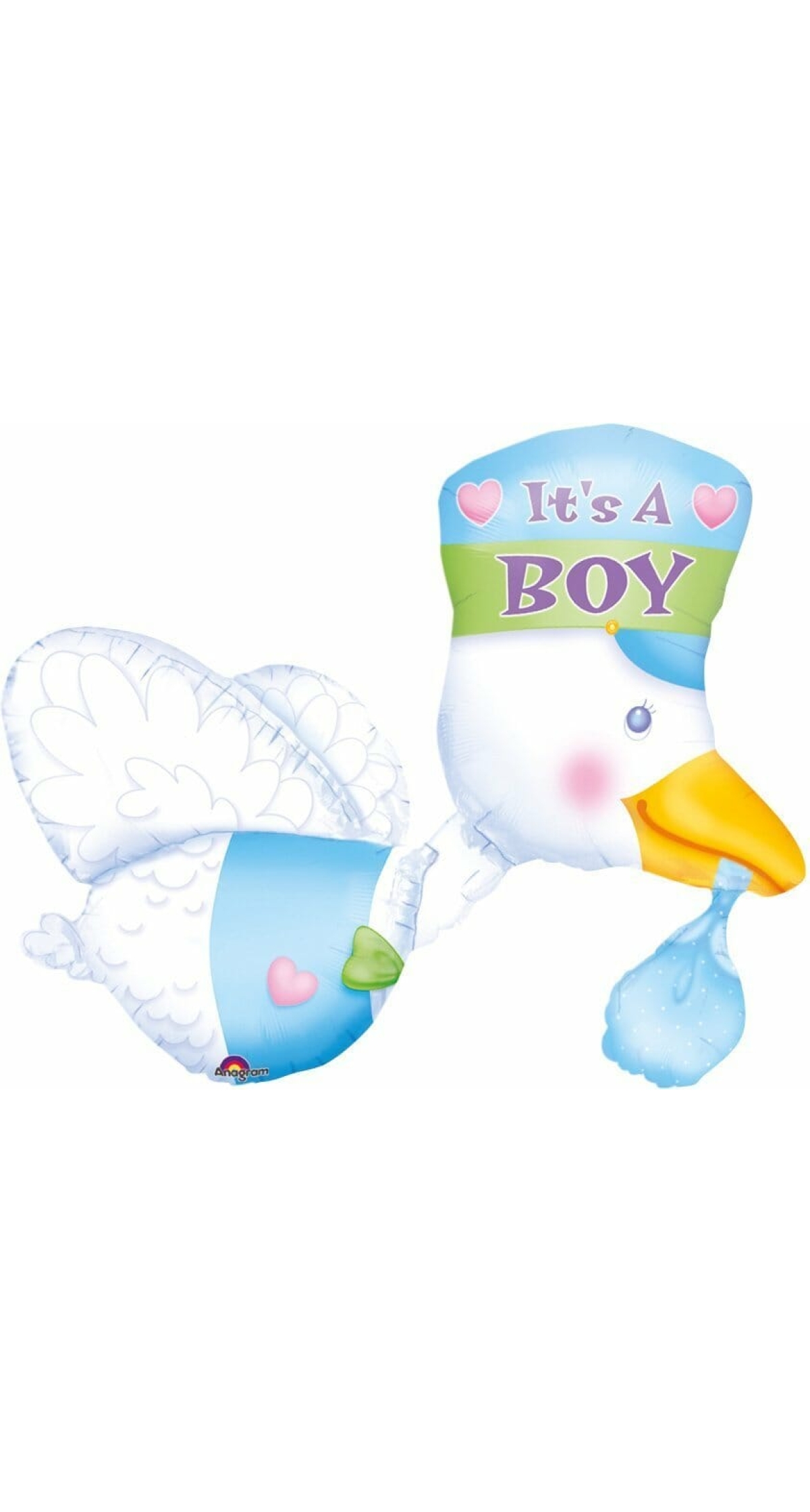 It's a Boy Stork Super Shape Foil Balloon 23" x 32" (58cm x 81cm)