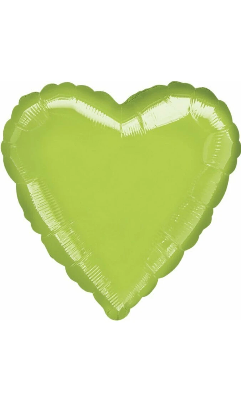 Metallic Lime Green Heart Foil Balloon 18''