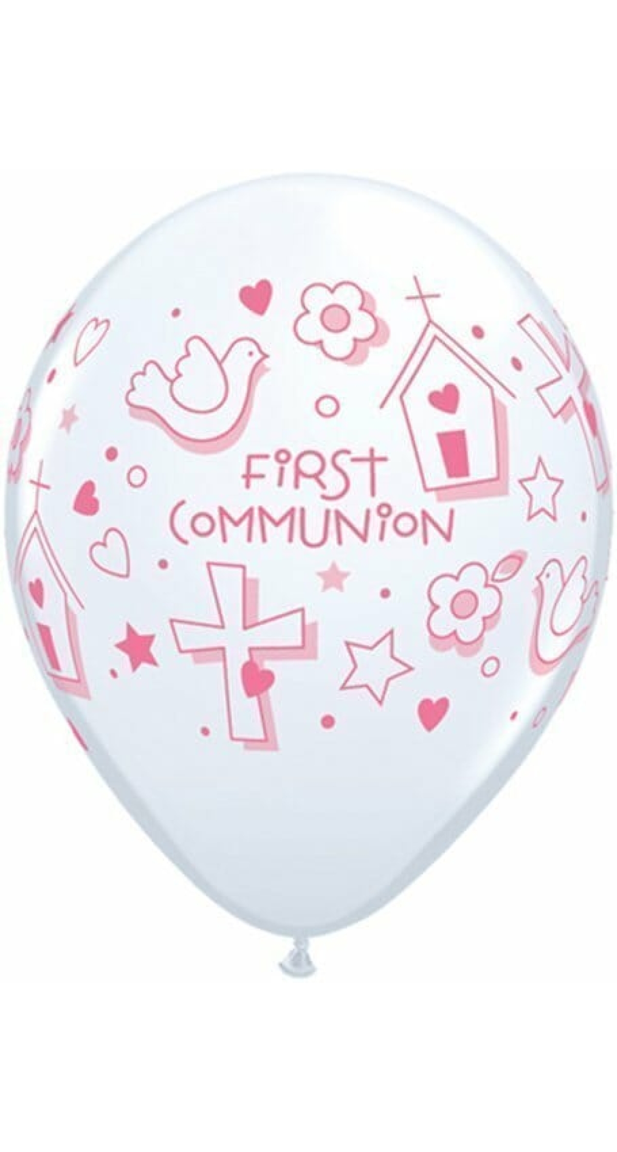 Pink & White Holy Communion 11'' Printed Latex Balloon (Helium Quality)