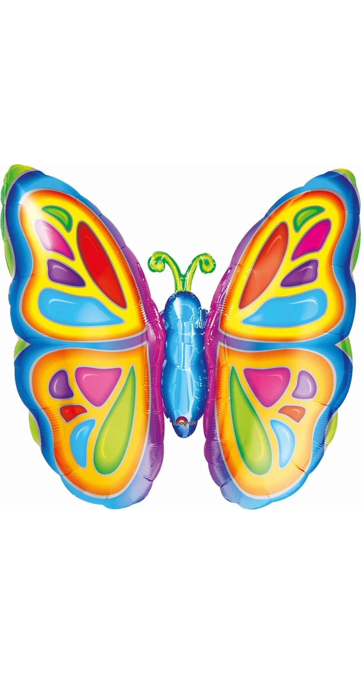 Butterfly Rainbow Super Shape Foil Balloon 25''x 25'' (63cm x 63cm)