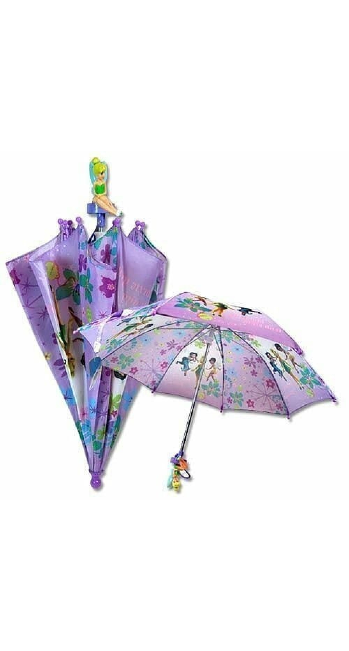 Tinkerbell & Fairies Purple Umbrella with Molded 3D Tinkerbell Figure Handle