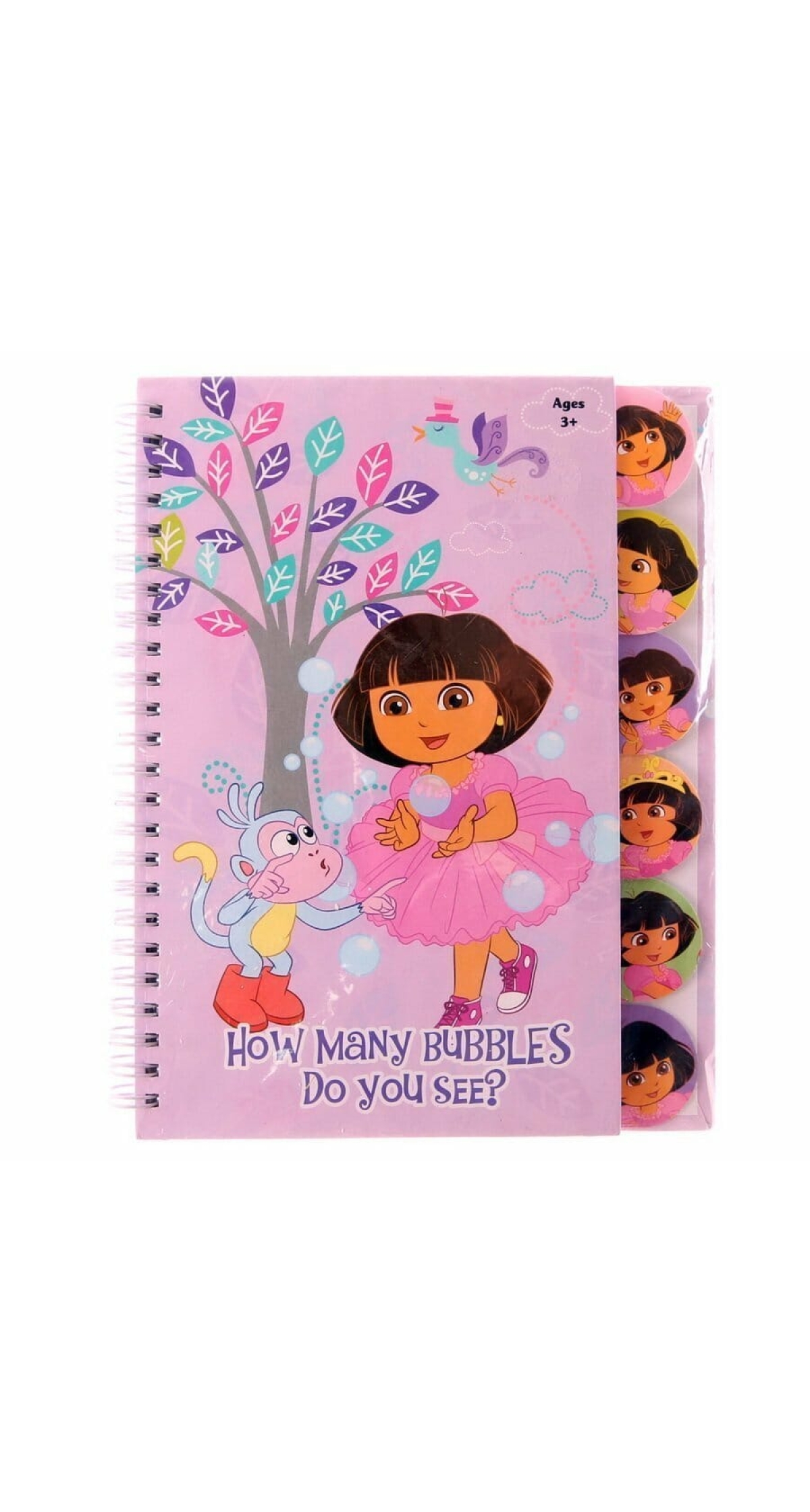 Dora The Explorer Spiral Notebook "How Many Bubbles Do You See" with 6 Side Tabs