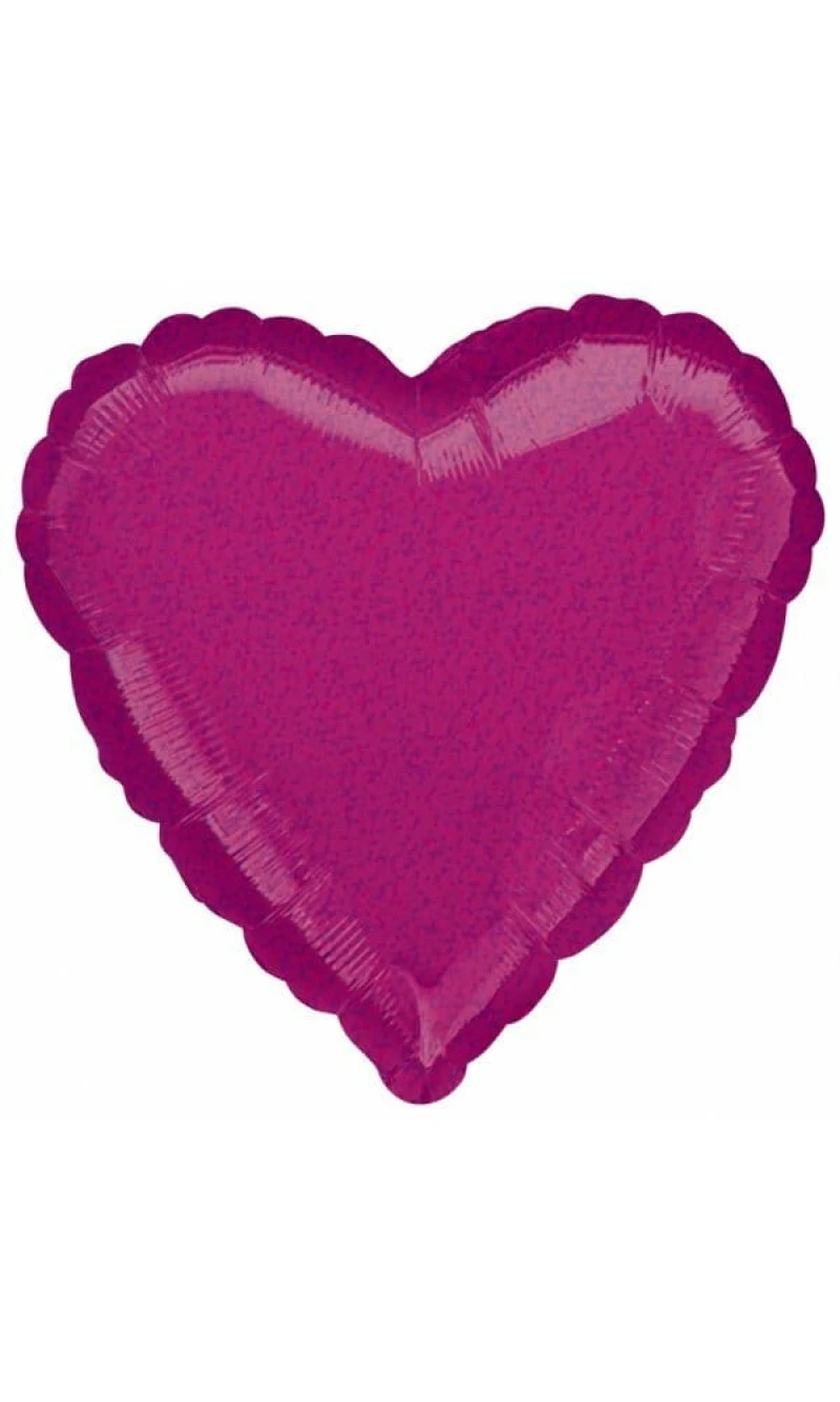 Fuchsia Dazzler Heart Foil Balloon 18"