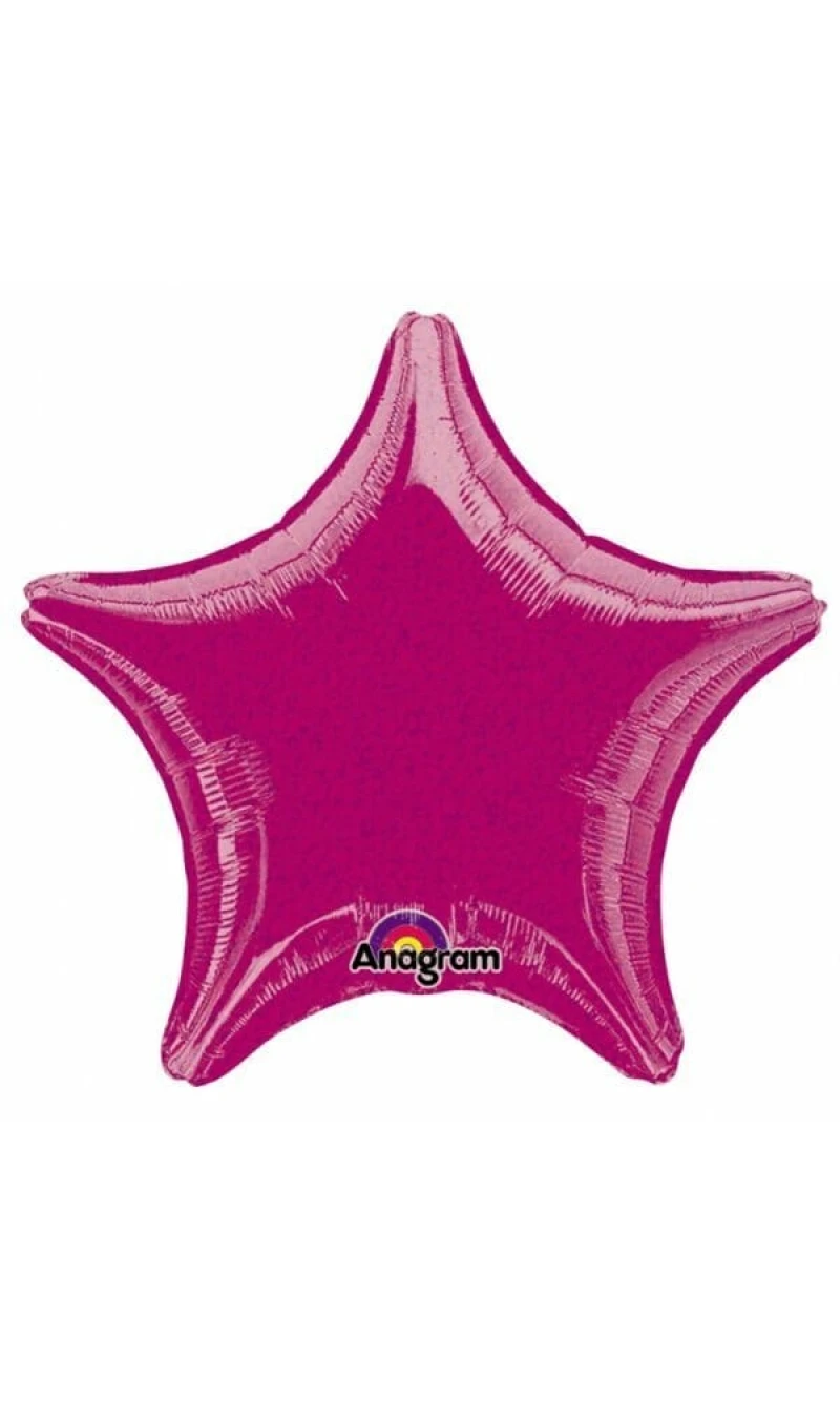 Fuchsia Dazzler Star Foil Balloon 19"