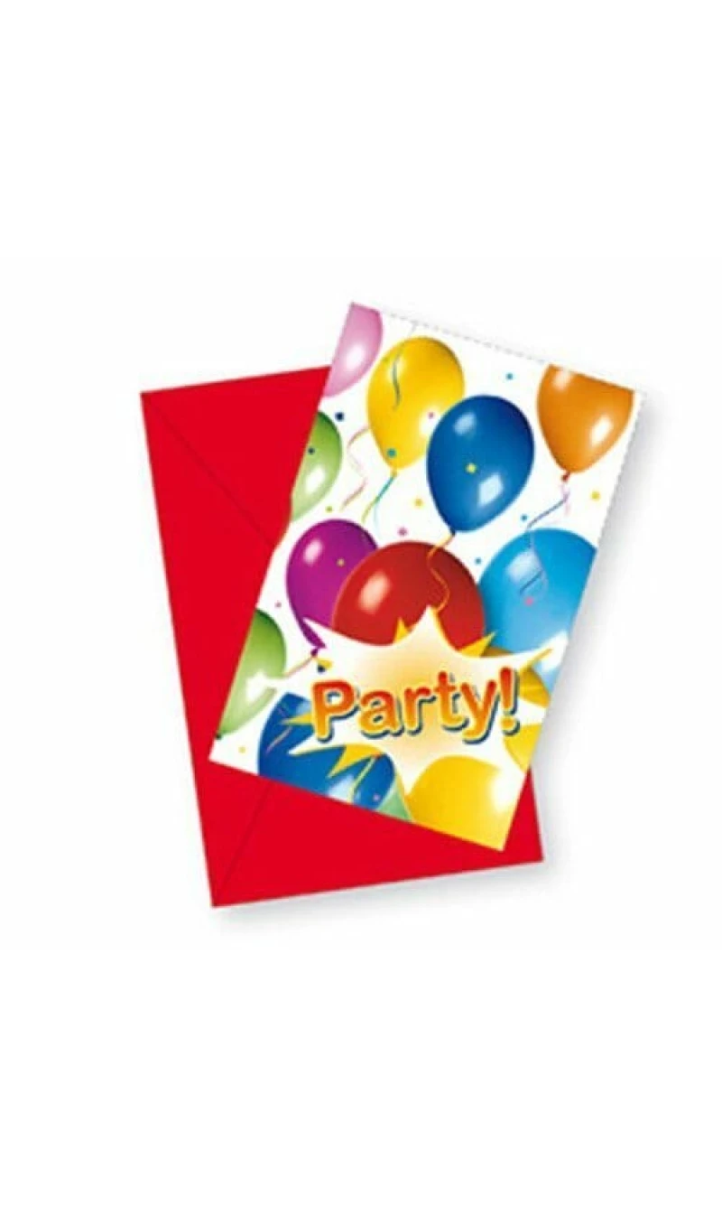 Balloon Party Invitations - 6pk