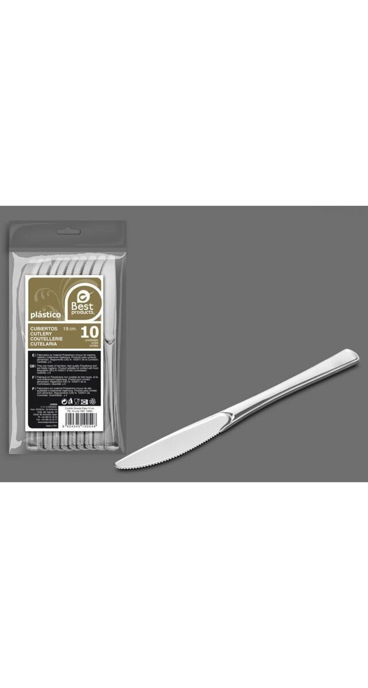 Large Silver Knife 20 cm - 10pk