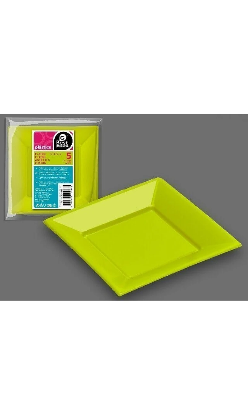Pistachio Square Plate 17 X 17 cm - 5pk