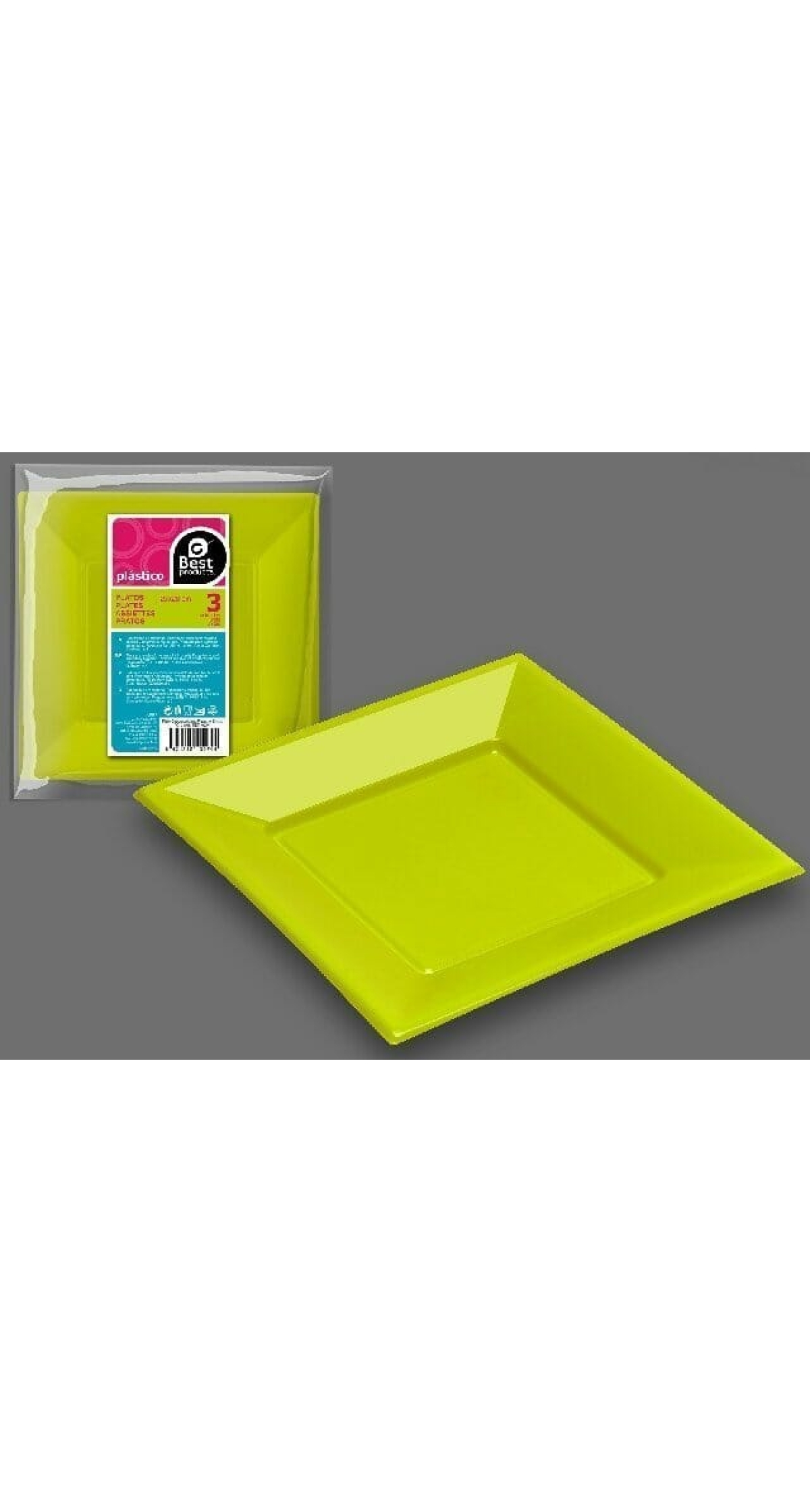 Pistachio Square Plate 23 X 23 cm - 3pk