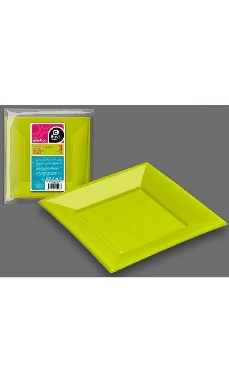 Pistachio Square Plate 23 X 23 cm - 3pk