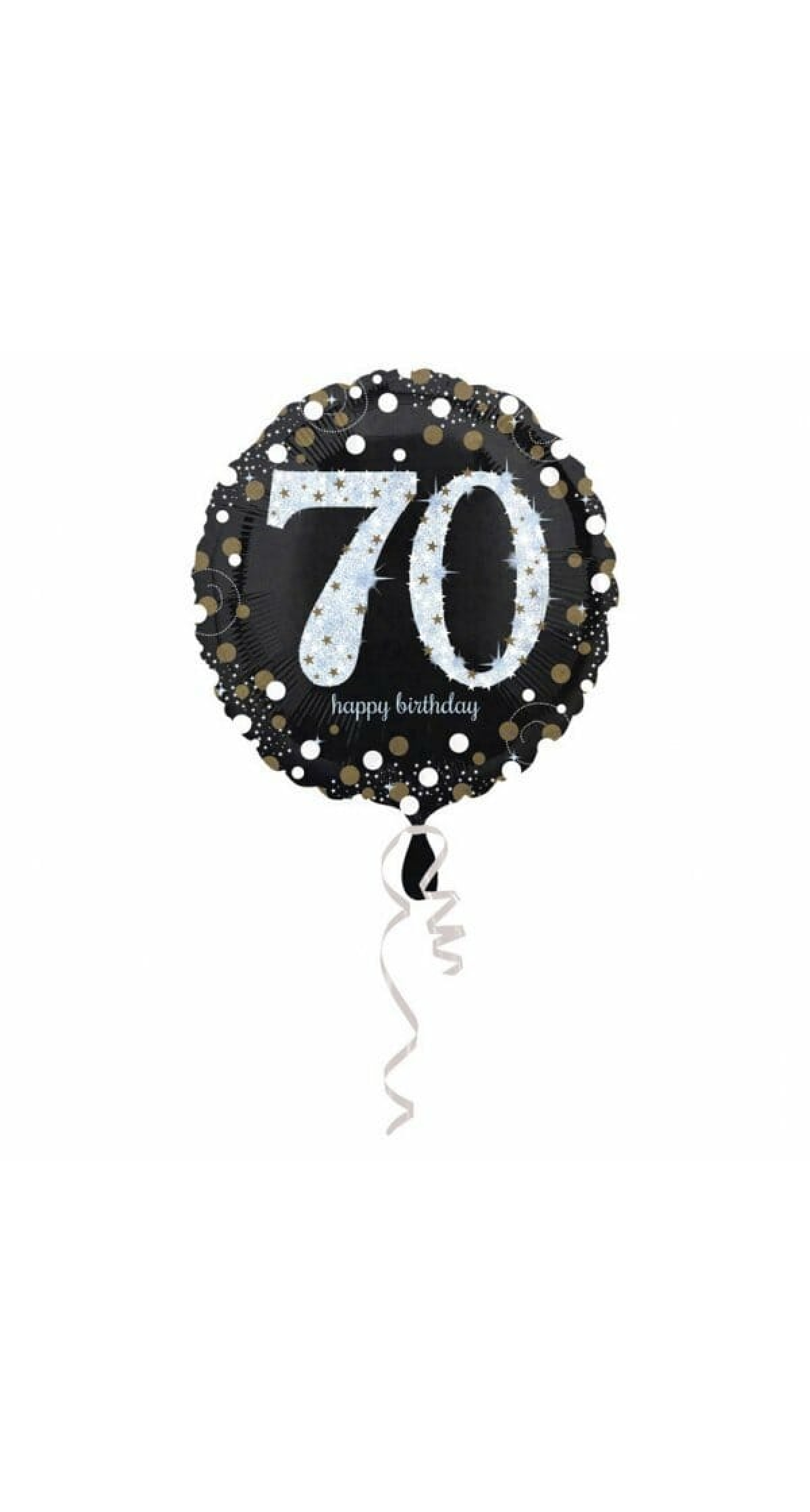 70 Happy Birthday Black/Silver Foil Balloon 18'' - 45cm