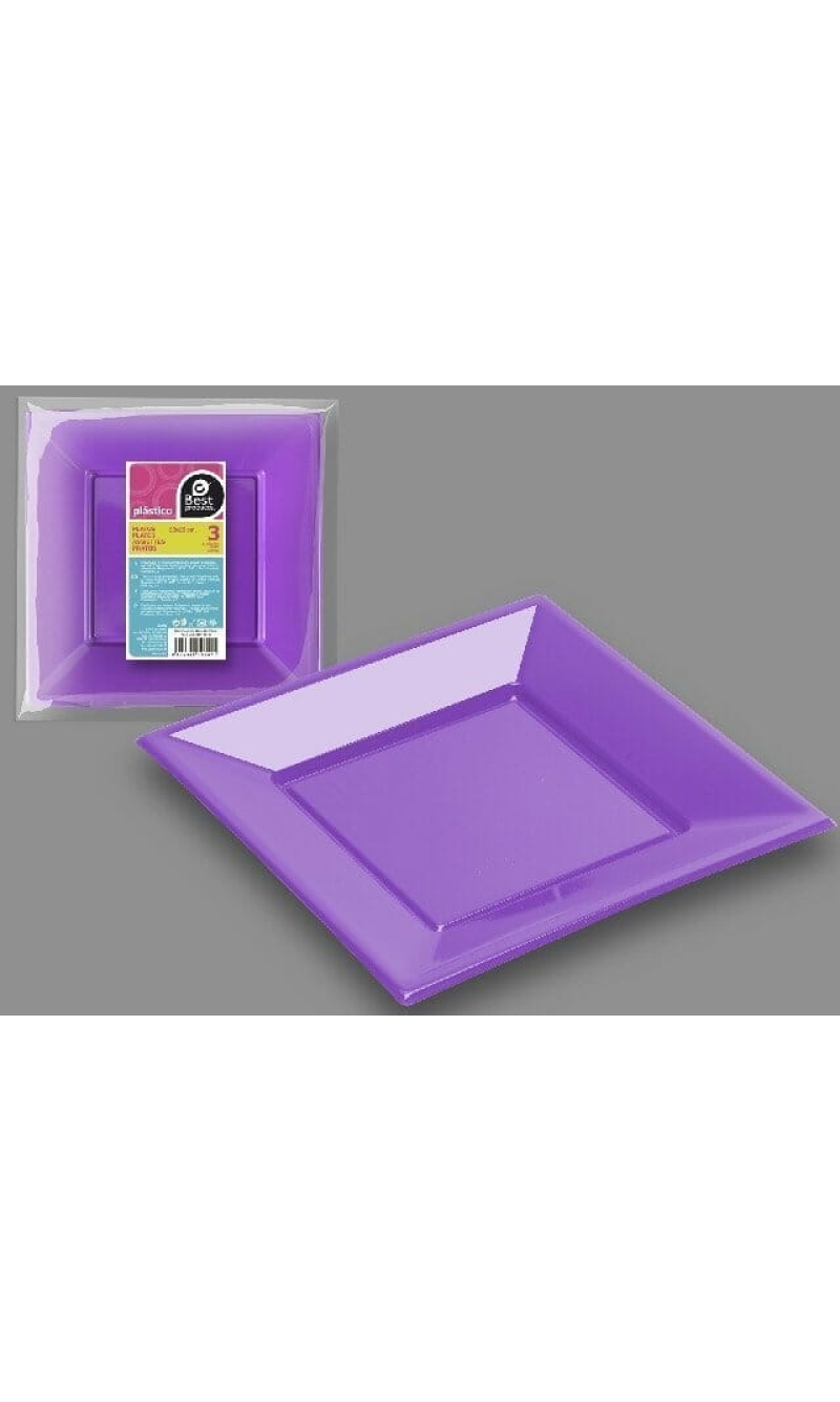 Lilac Square Plate 23 X 23 cm - 3pk