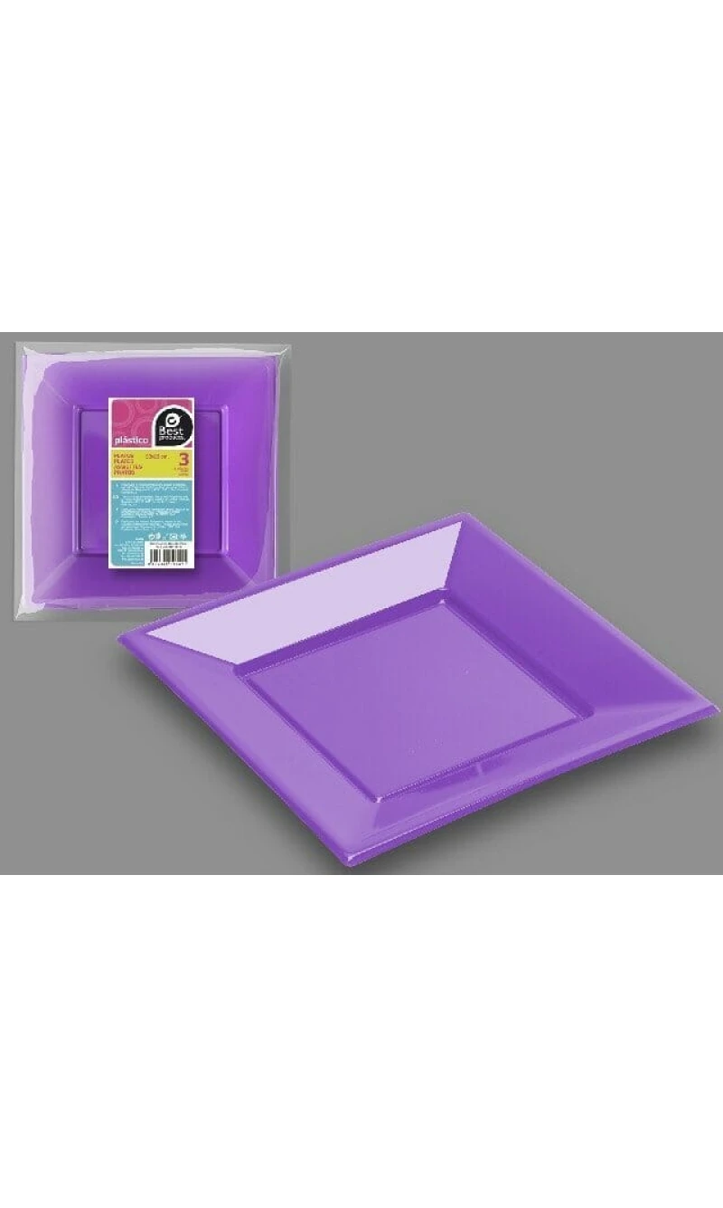 Lilac Square Plate 23 X 23 cm - 3pk