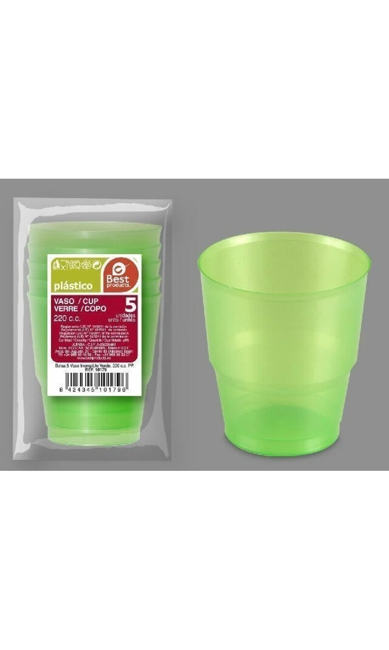Unbreakable Green Cup 220Cc pp - 5pk