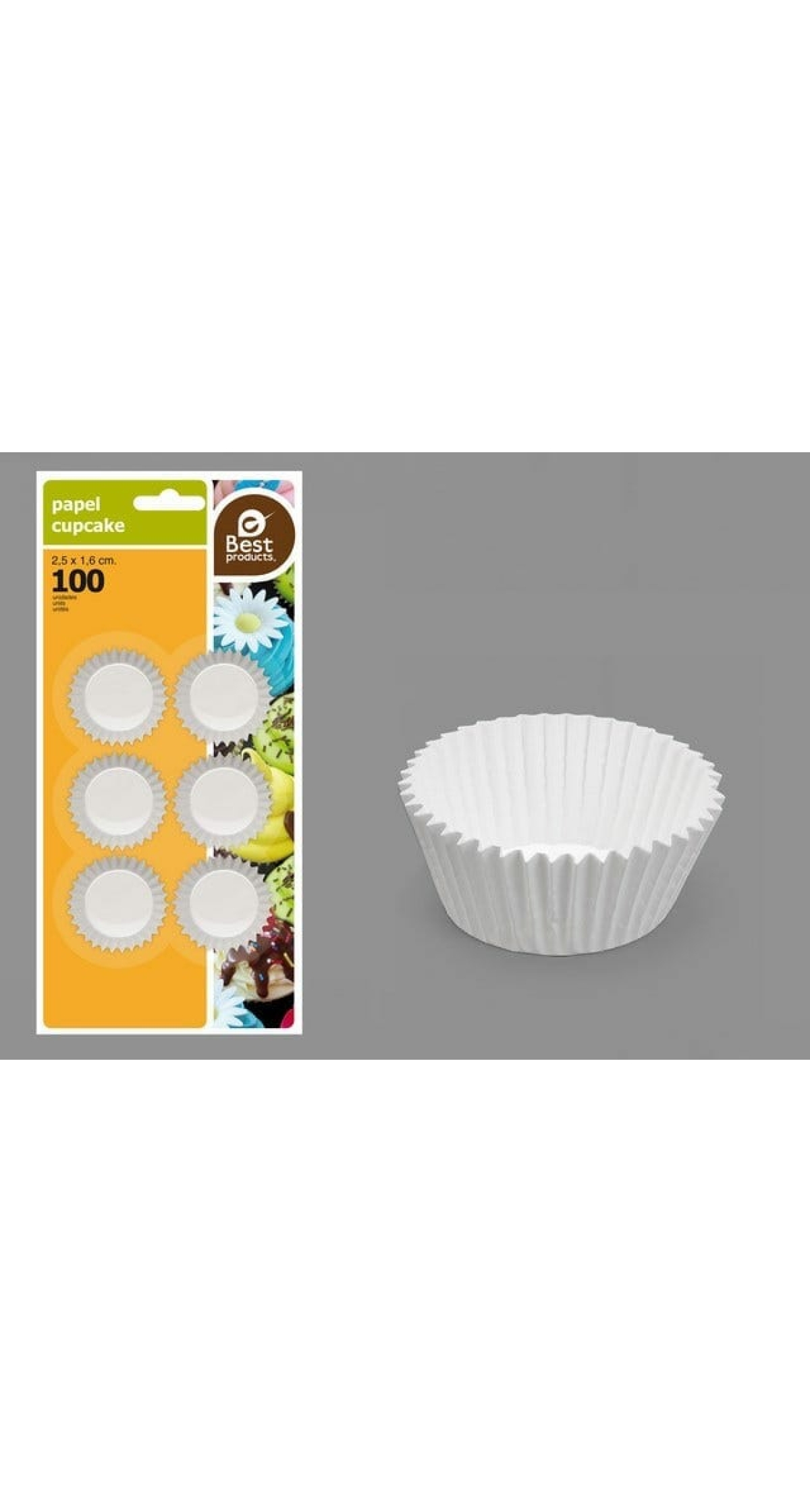 BLISTER 100 WHITE MUFFIN MOLD 2,50 X 1,60 CM