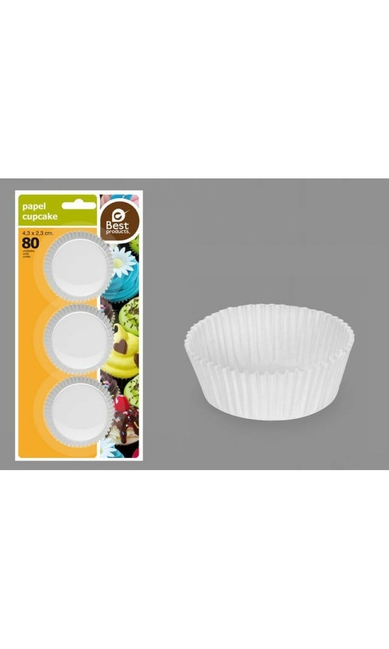 BLISTER 80 WHITE MUFFIN MOLD 4,30 X 2,30 CM