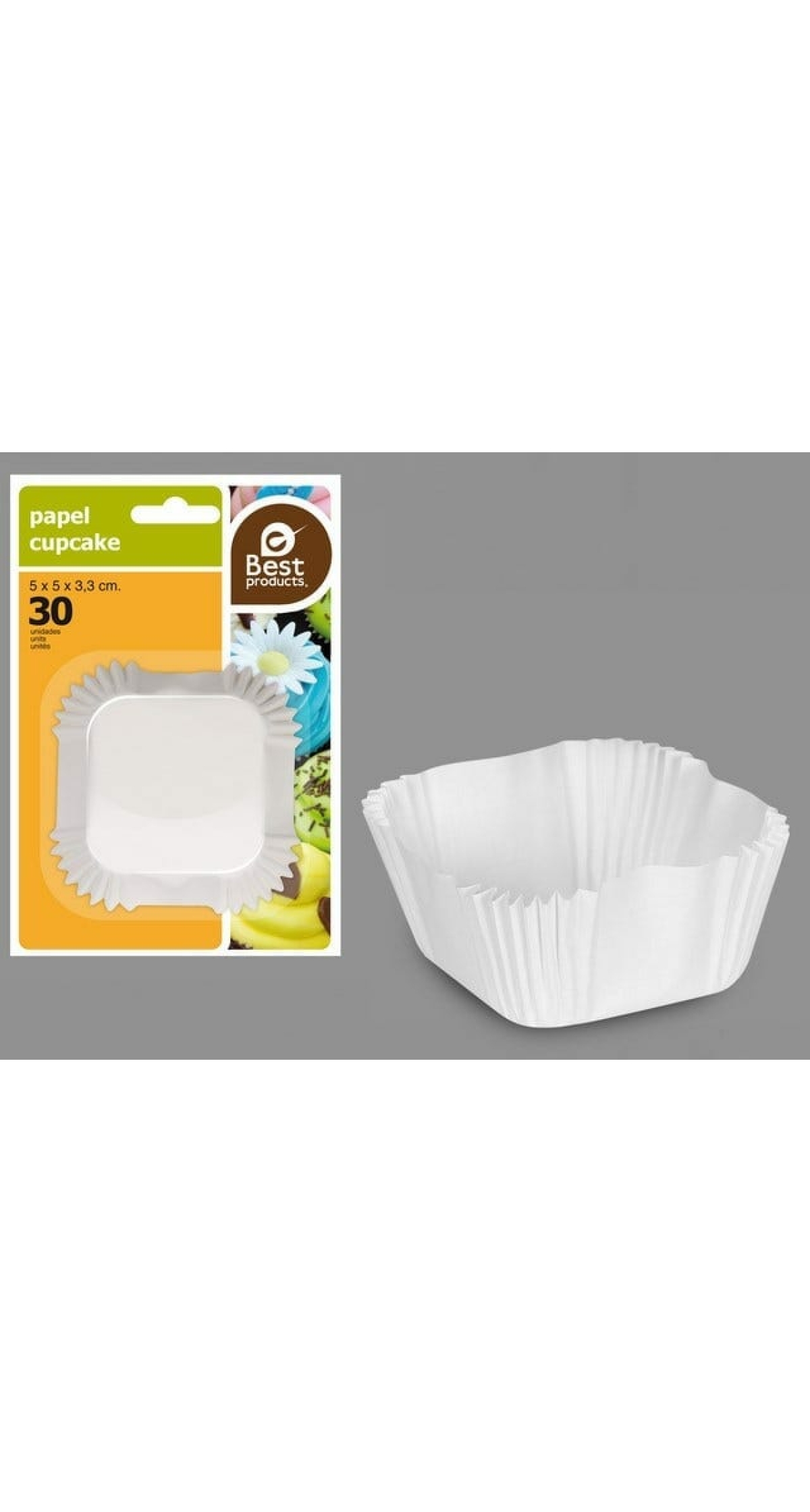 BLISTER 60 WHITE SQUARE MUFFIN MOLD 5 X 5 X 3,30 CM