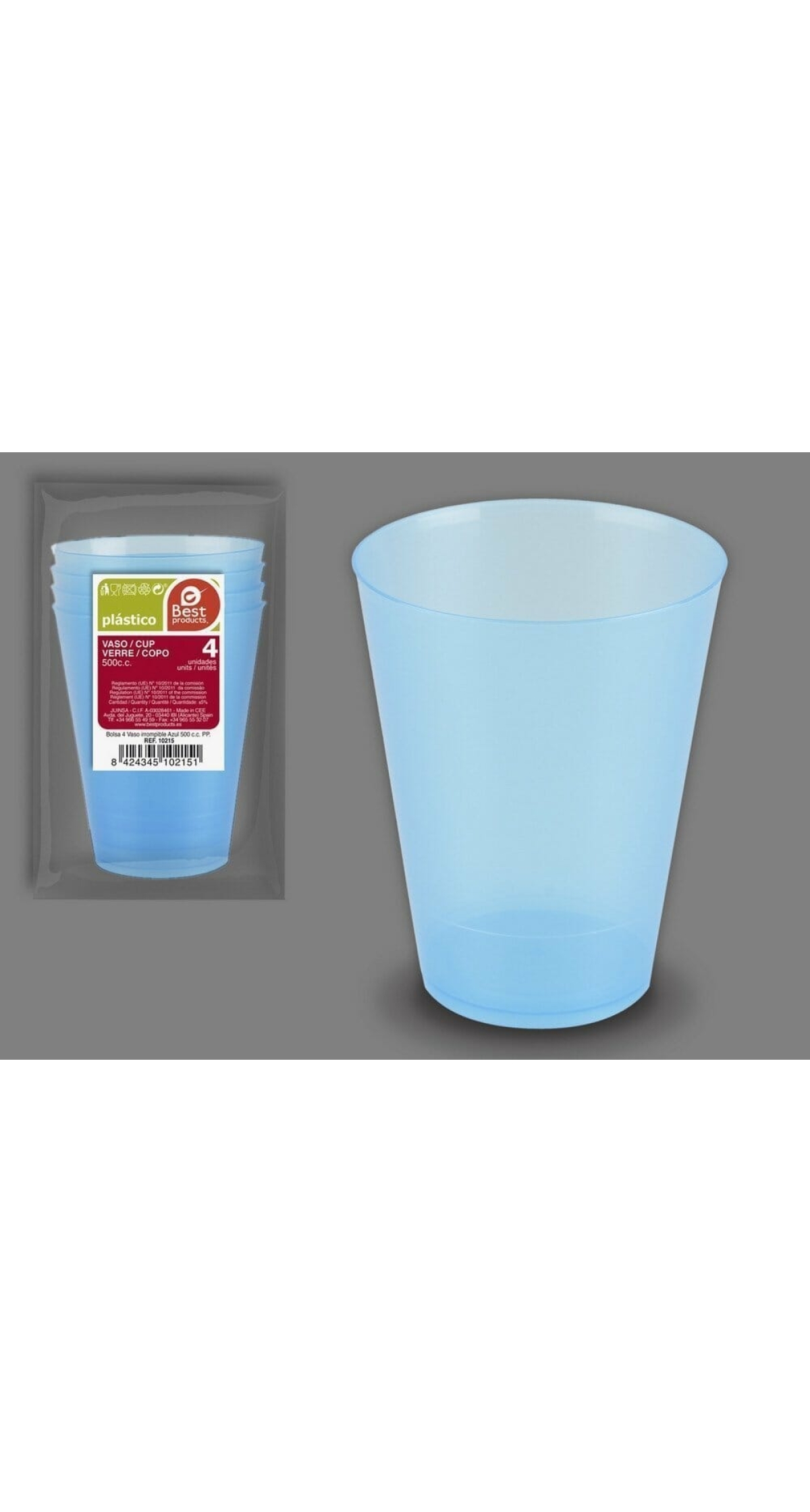 Unbreakable Blue Cup 500 Cc pp - 4pk