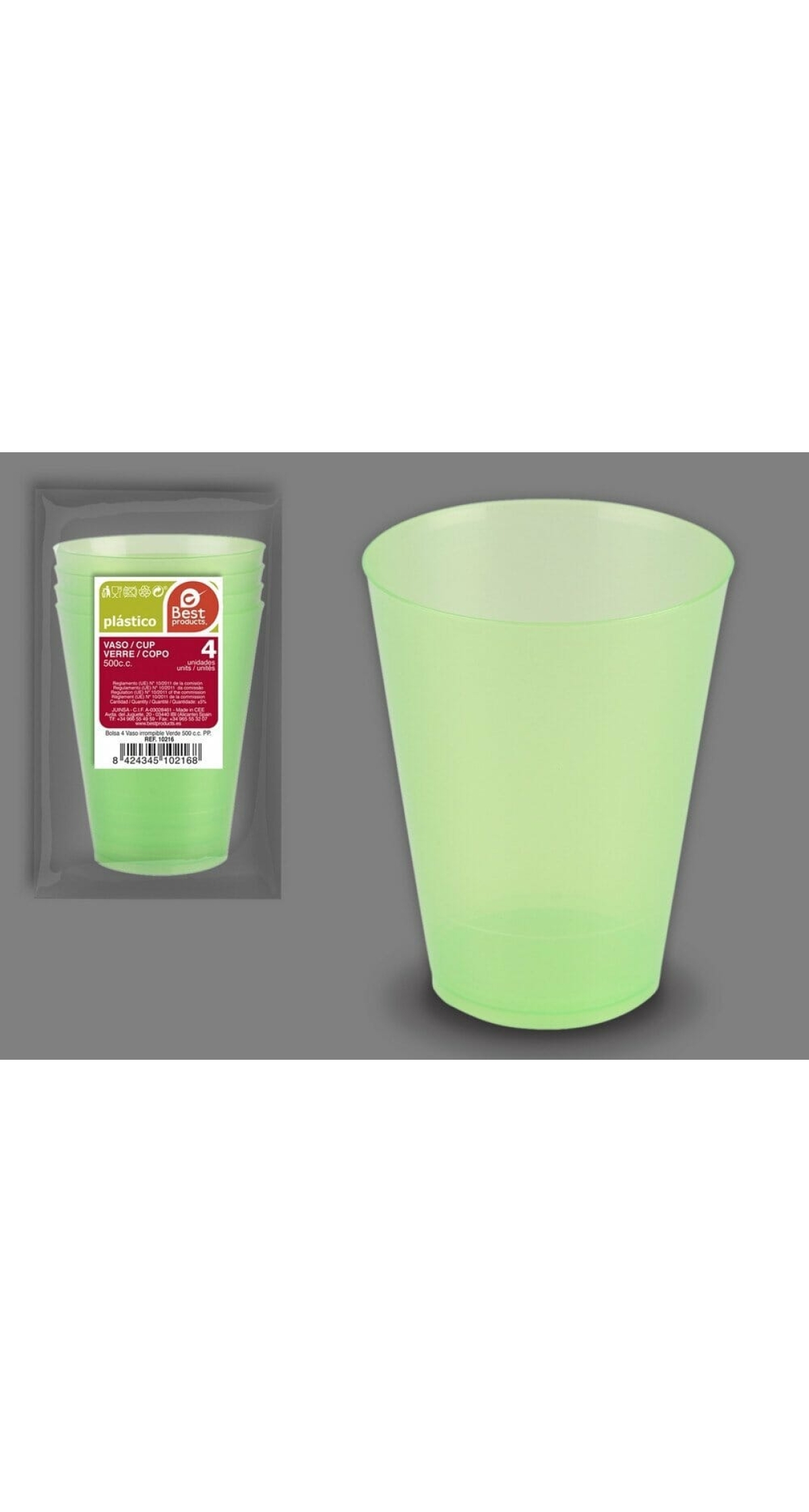 Unbreakable Green Cup 500 Cc pp - 4pk