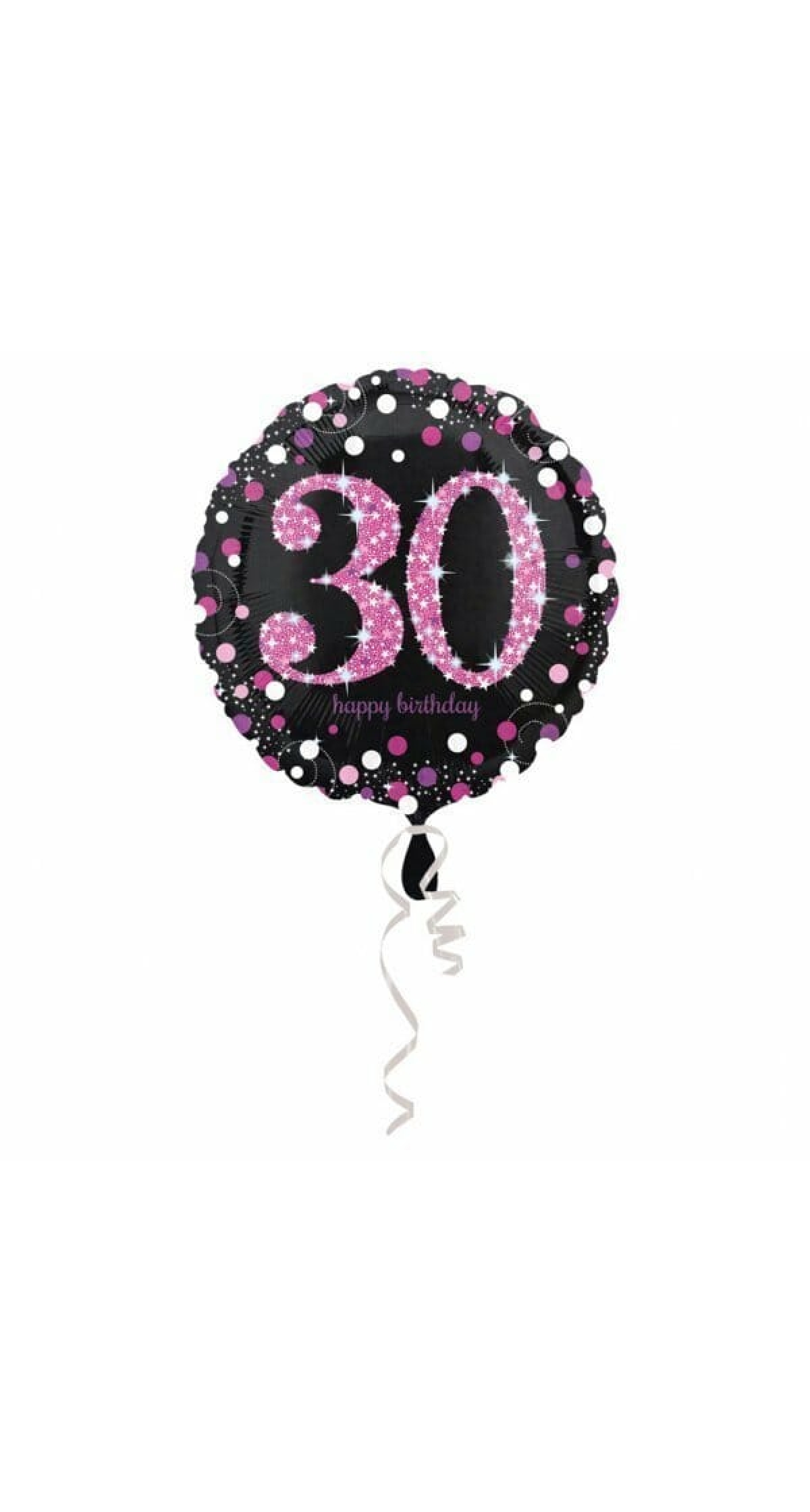 30 Happy Birthday Black/Pink Foil Balloon 18'' - 45cm