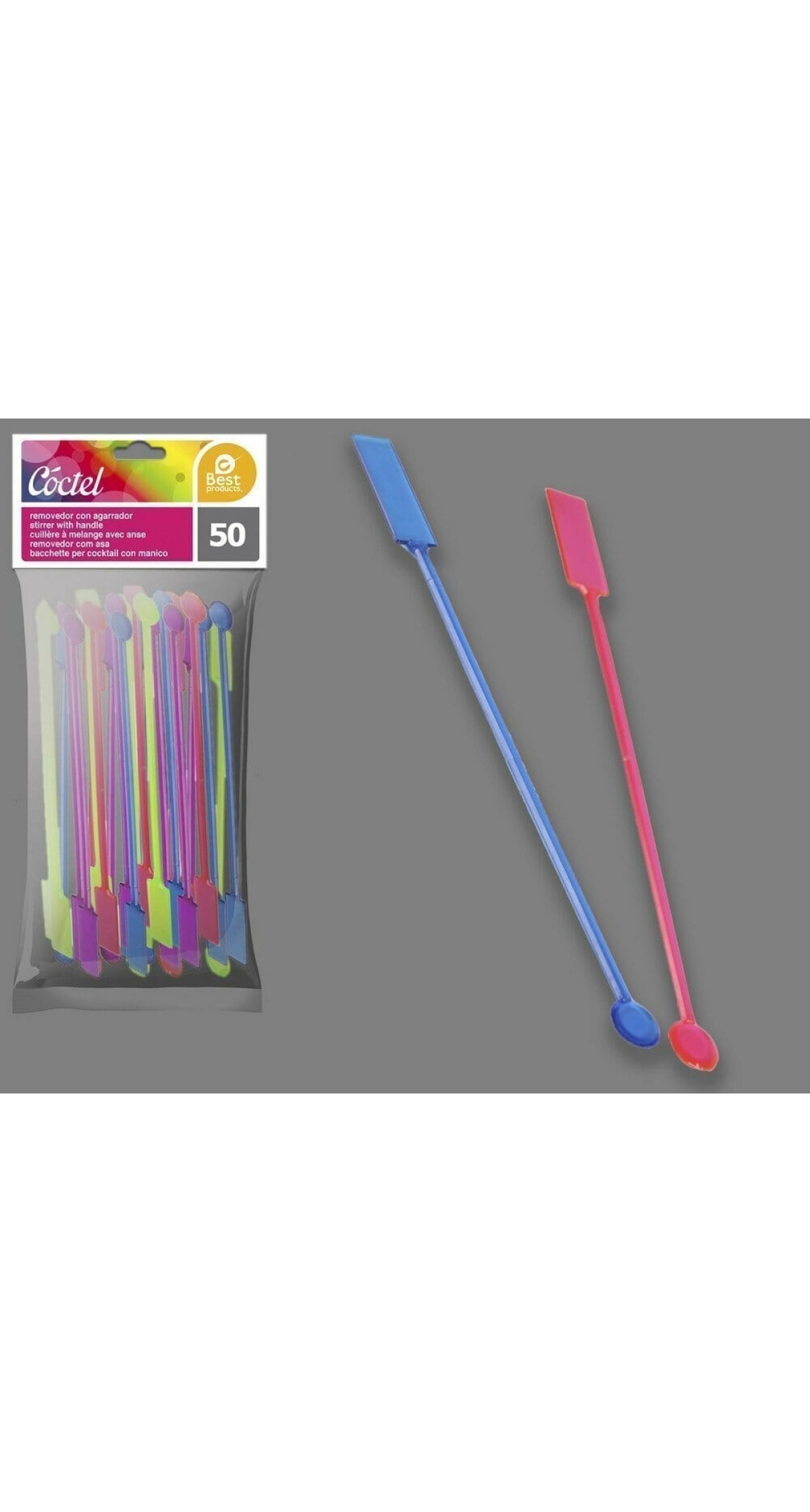 Stirrer With Handle Assorted Colors 19 cm - 50pk