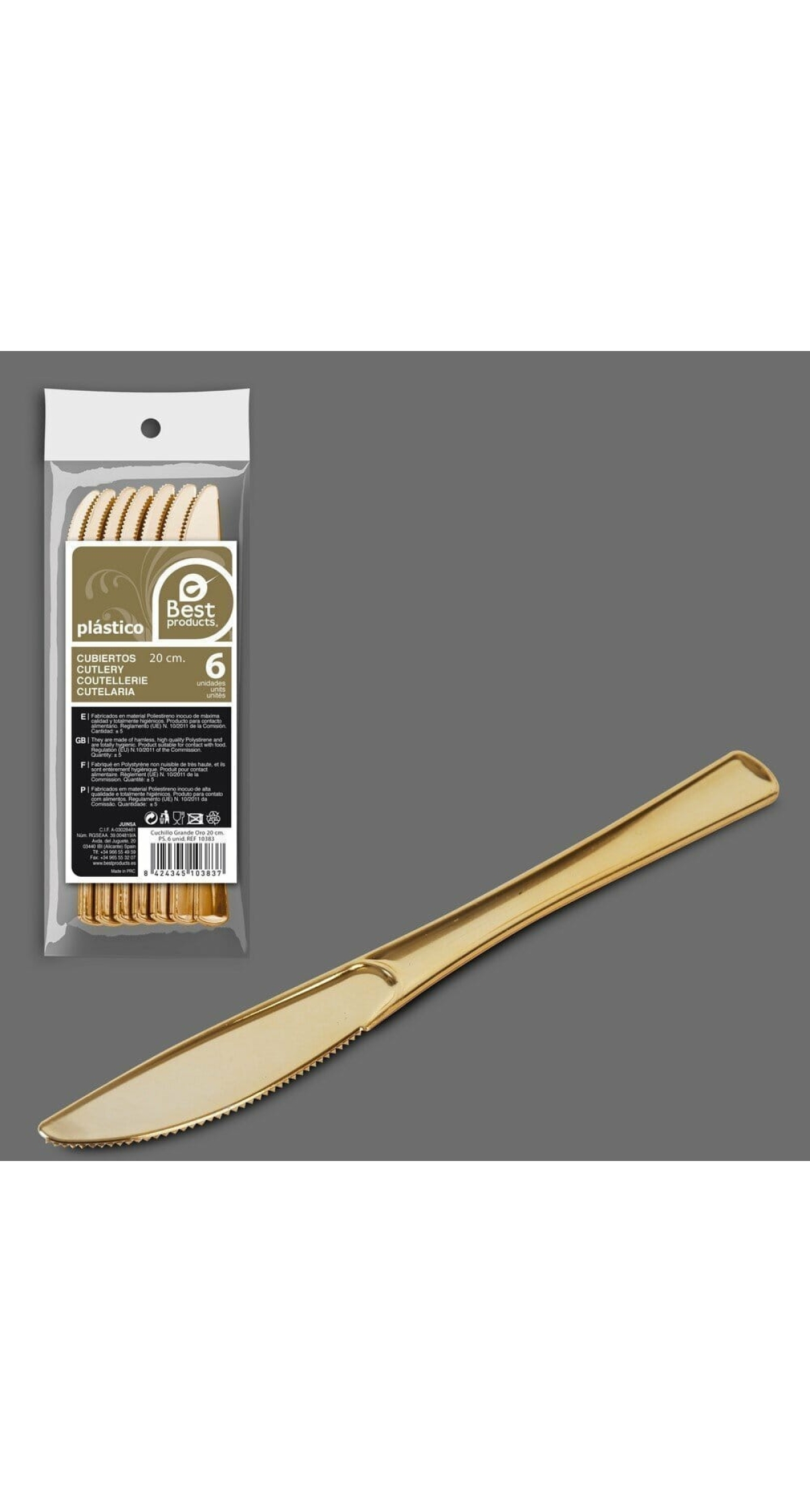 Large Gold Knife 20 cm - 6pk