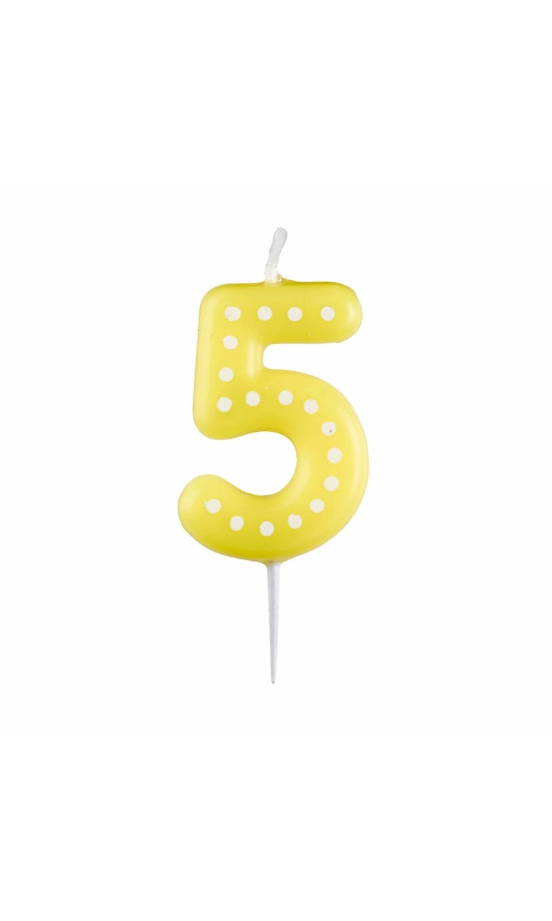 Numeral Candle 5 Dots & Stripes Height 6.5 cm