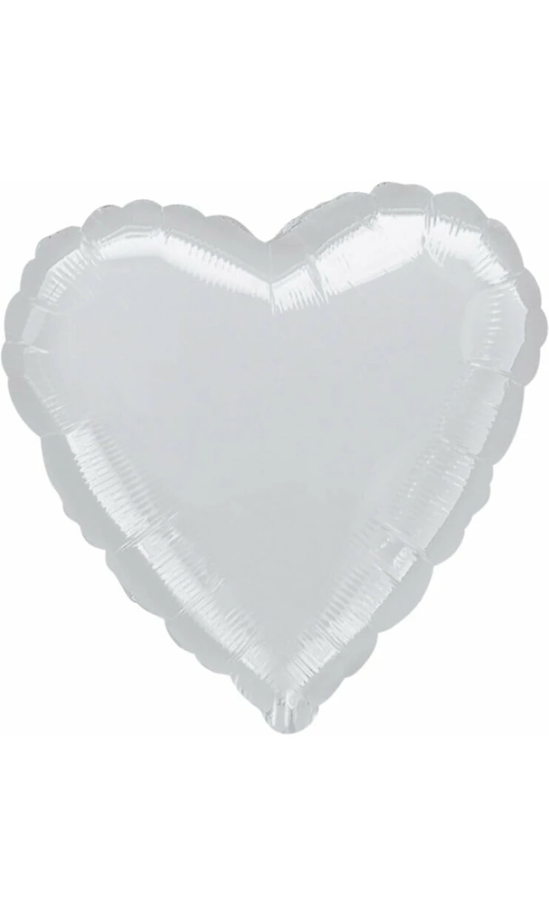 Metallic Silver Heart Foil Balloon 18''