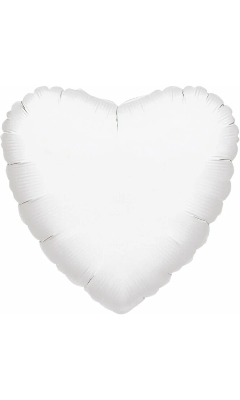Metallic White Heart Foil Balloon 18''