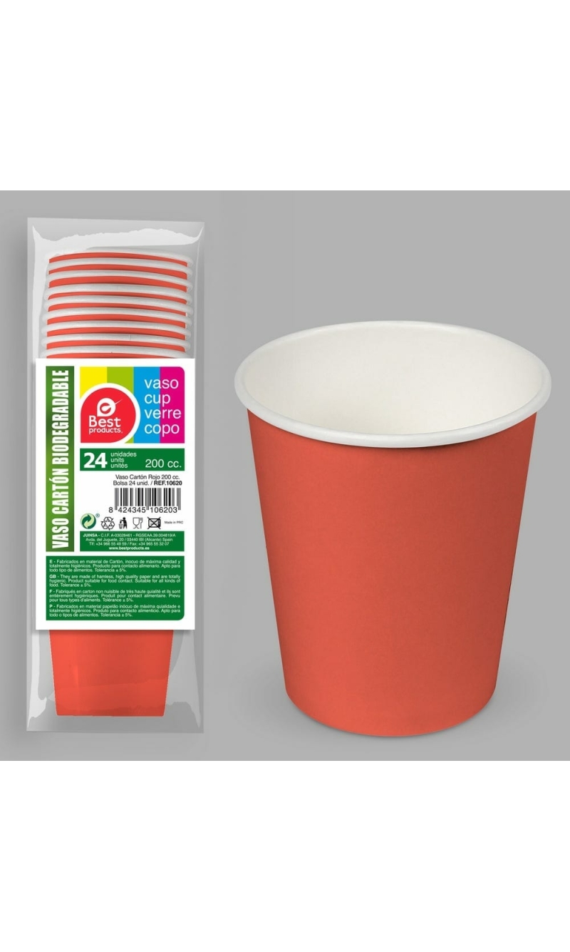 Paper Cups 200ml Dark Pink - 24pk