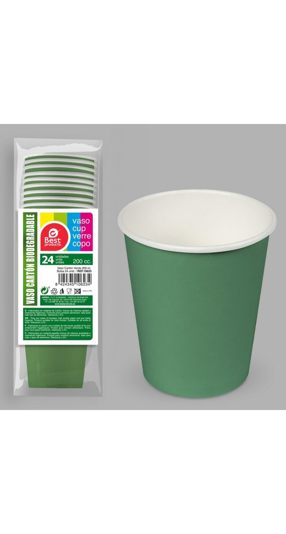 Paper Cups 200ml Creen - 24pk