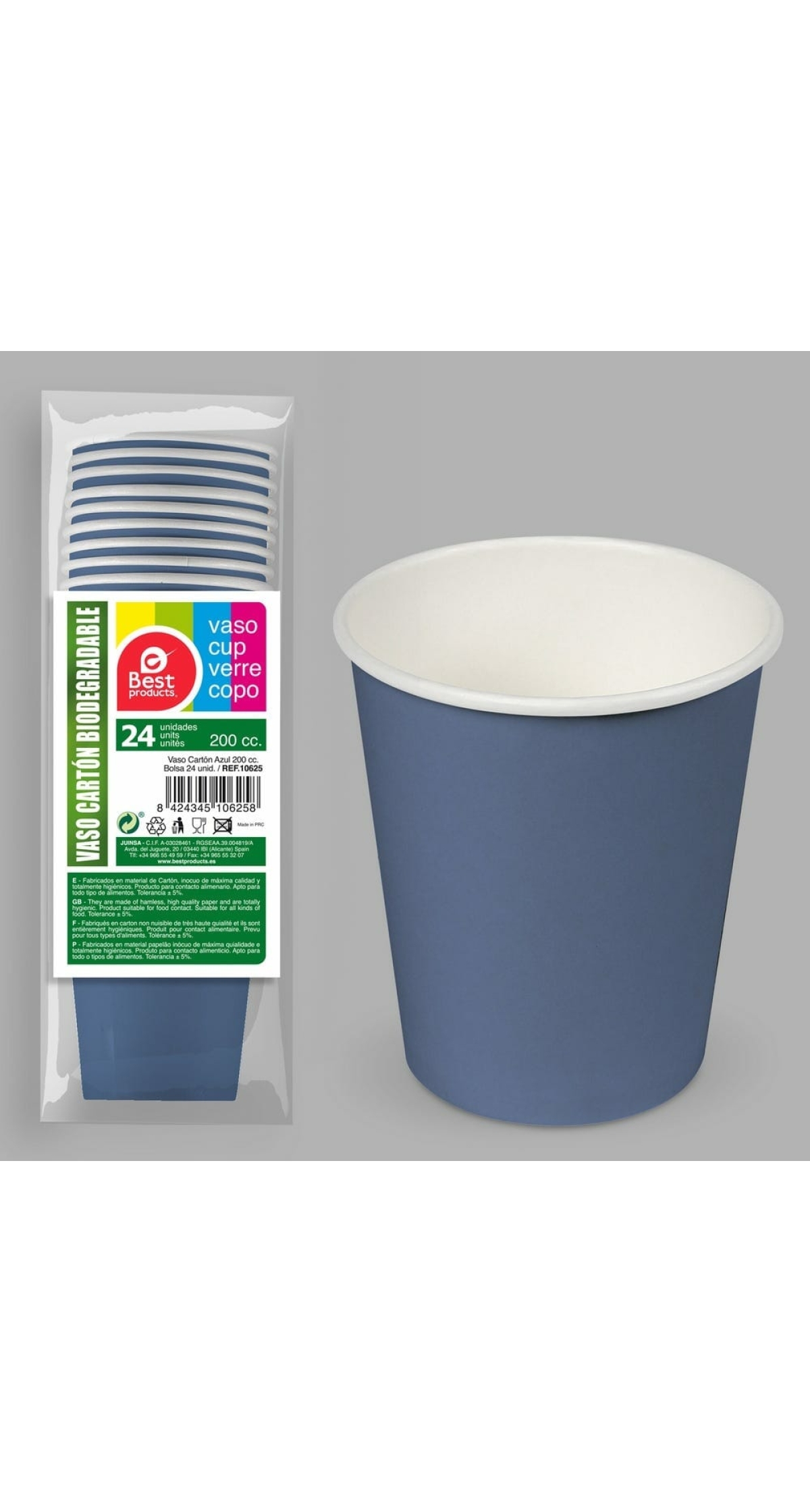 Paper Cups 200ml Blue - 24pk