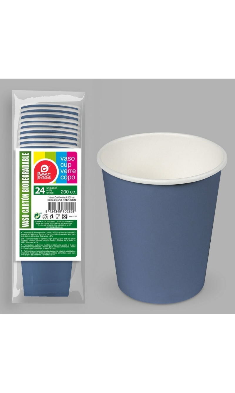 Paper Cups 200ml Blue - 24pk