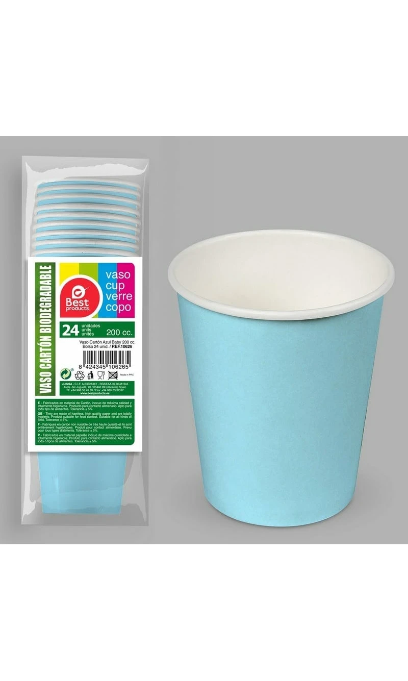 Paper Cups 200ml Light Blue - 24pk