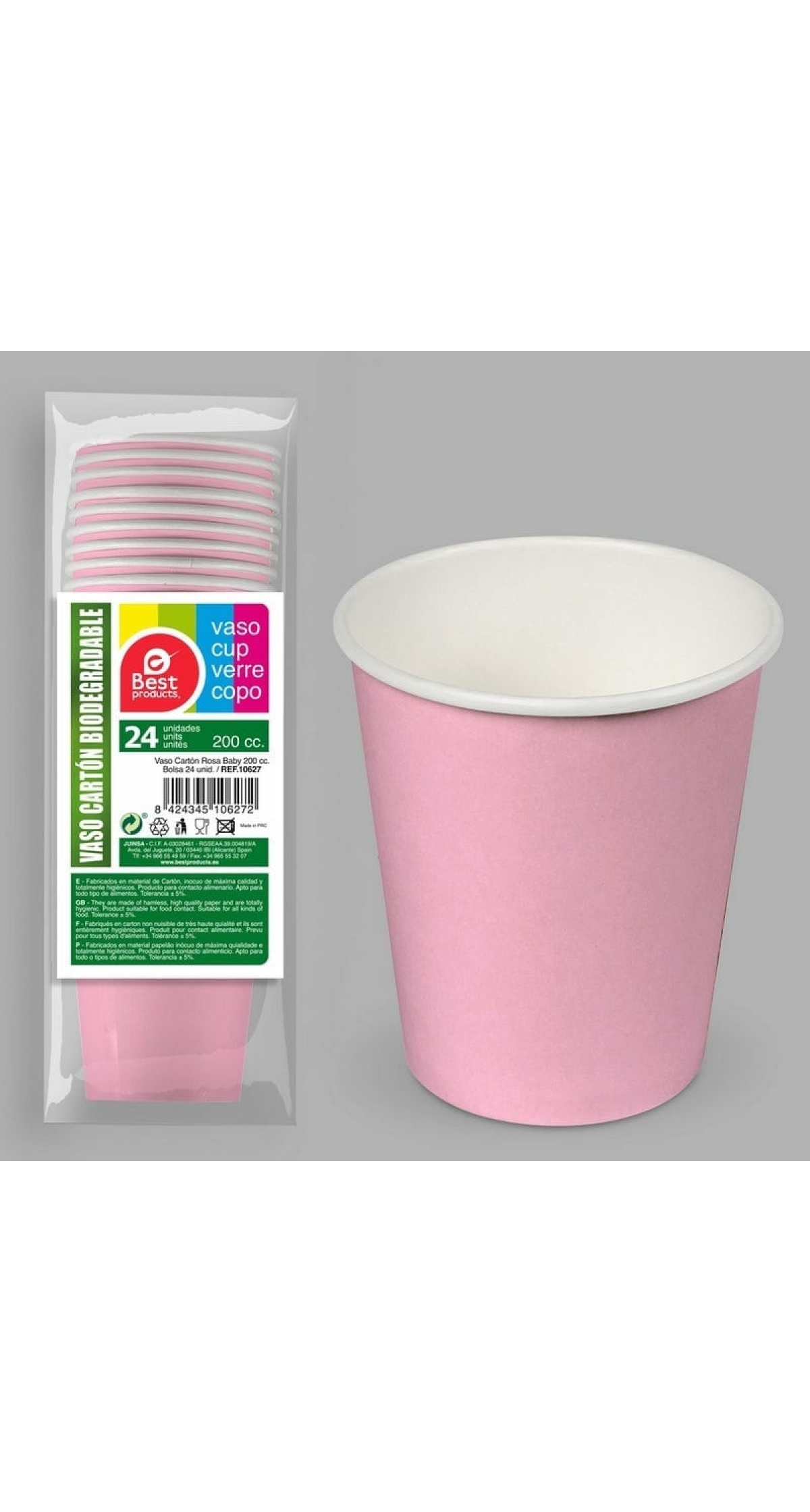 Paper Cups 200ml Pink - 24pk