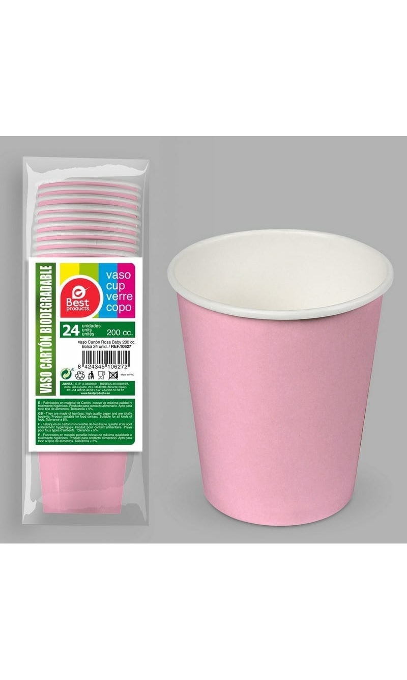 Paper Cups 200ml Pink - 24pk