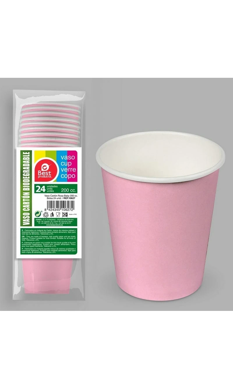 Paper Cups 200ml Pink - 24pk
