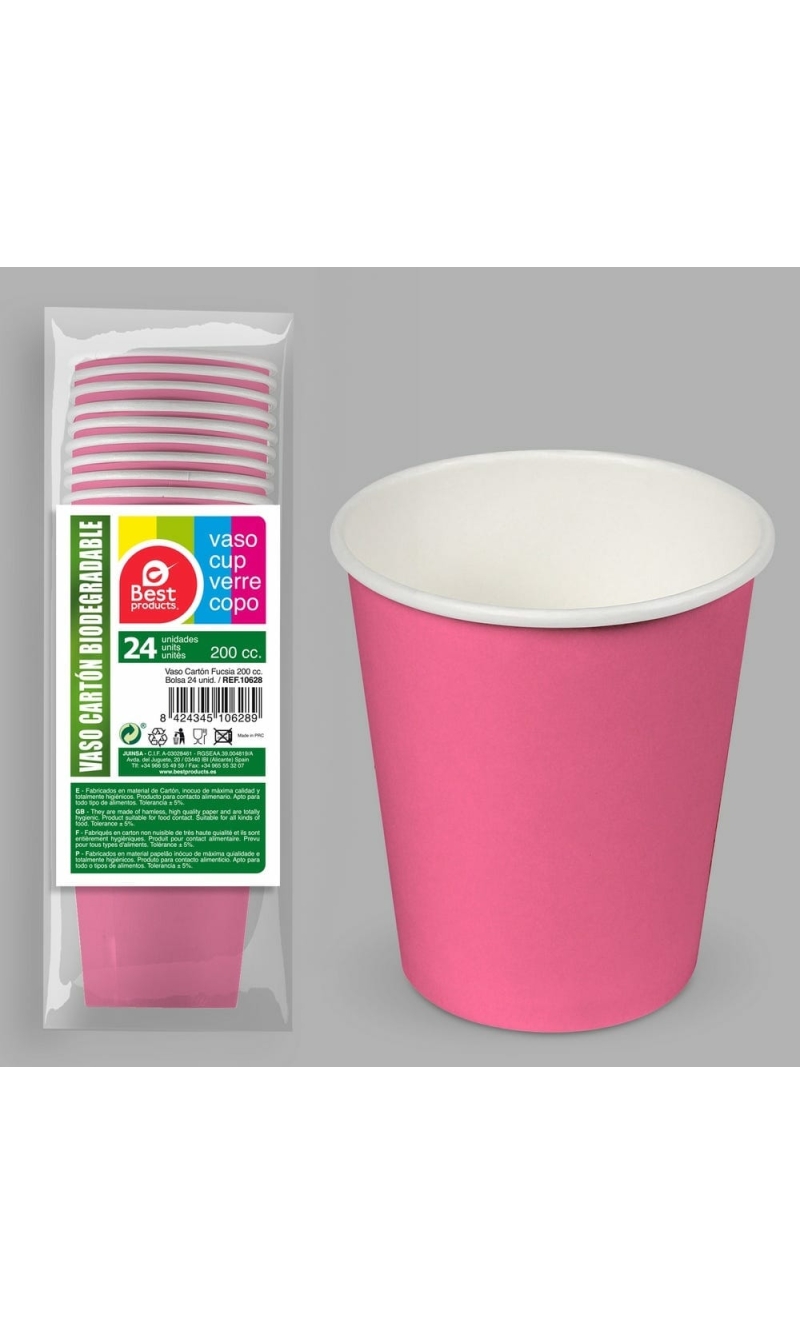Paper Cups 200ml Fuchsia - 24pk