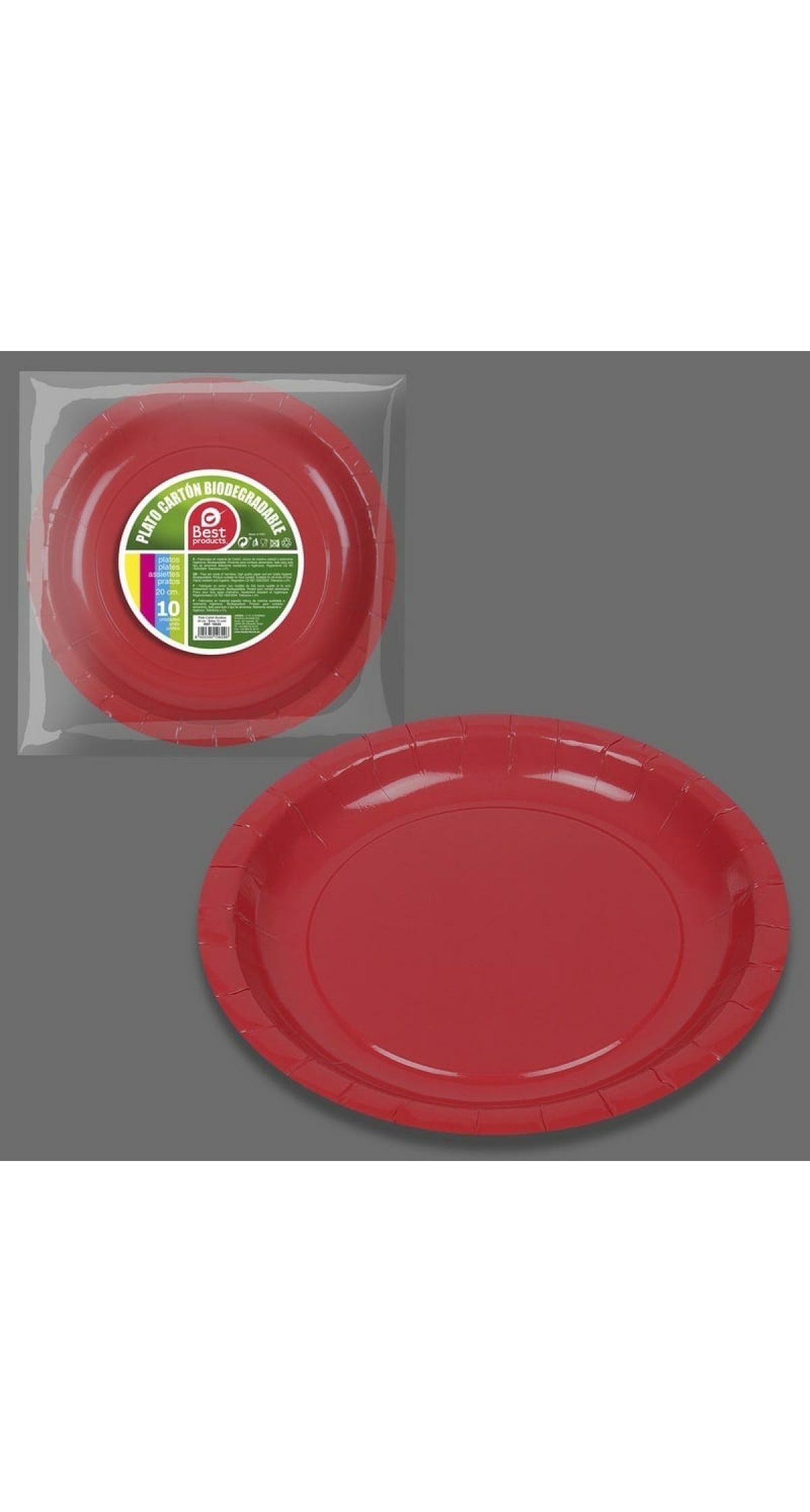 Round Paper Plate 20cm Bordeaux - 10pk