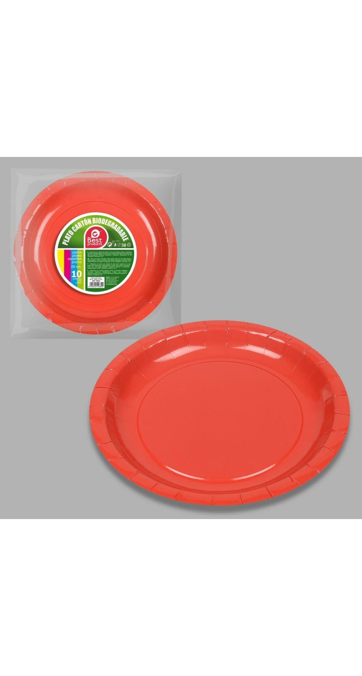 Round Paper Plate 20cm Red - 10pk
