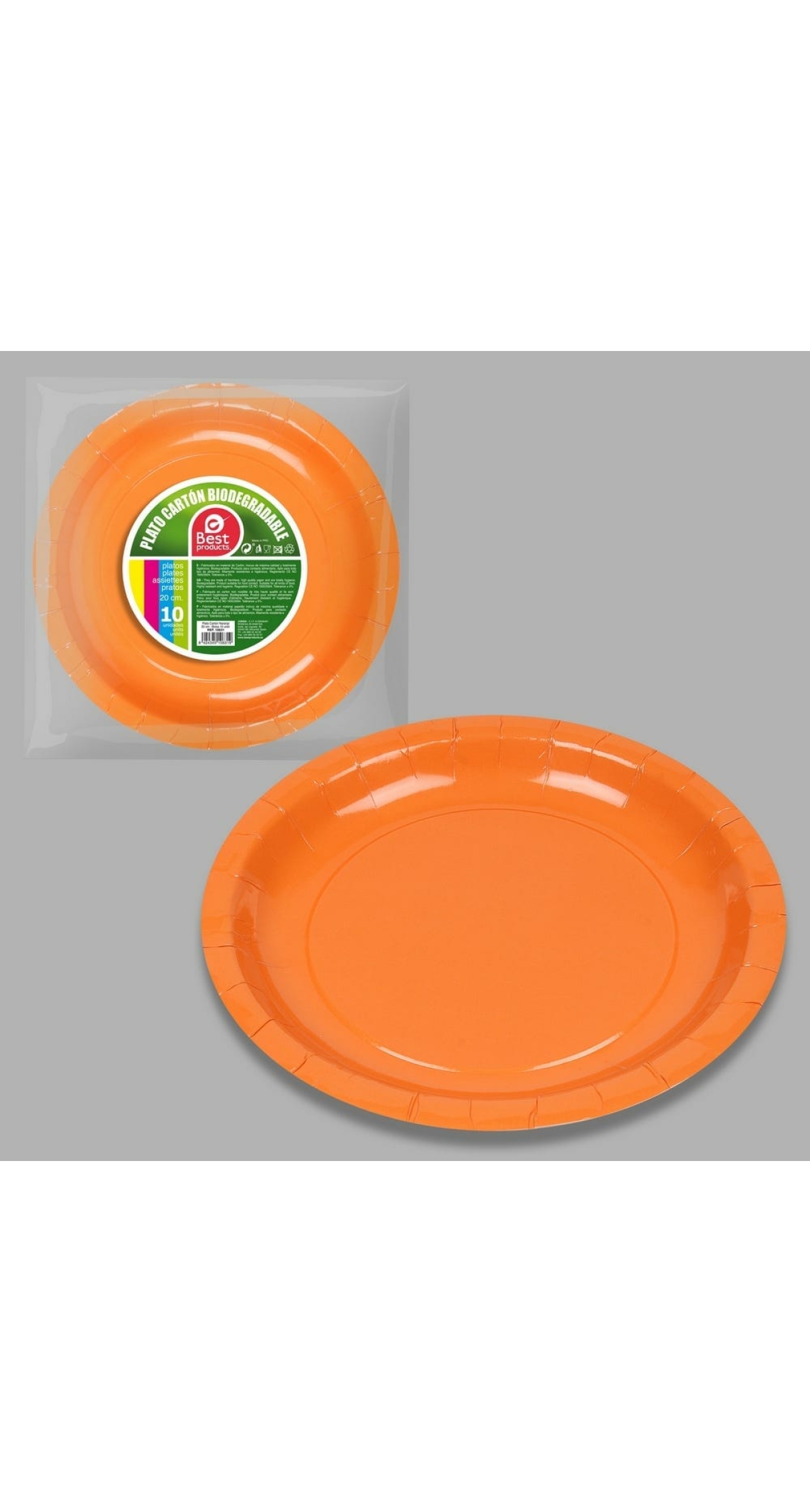 Round Paper Plate 20cm Orange - 10pk