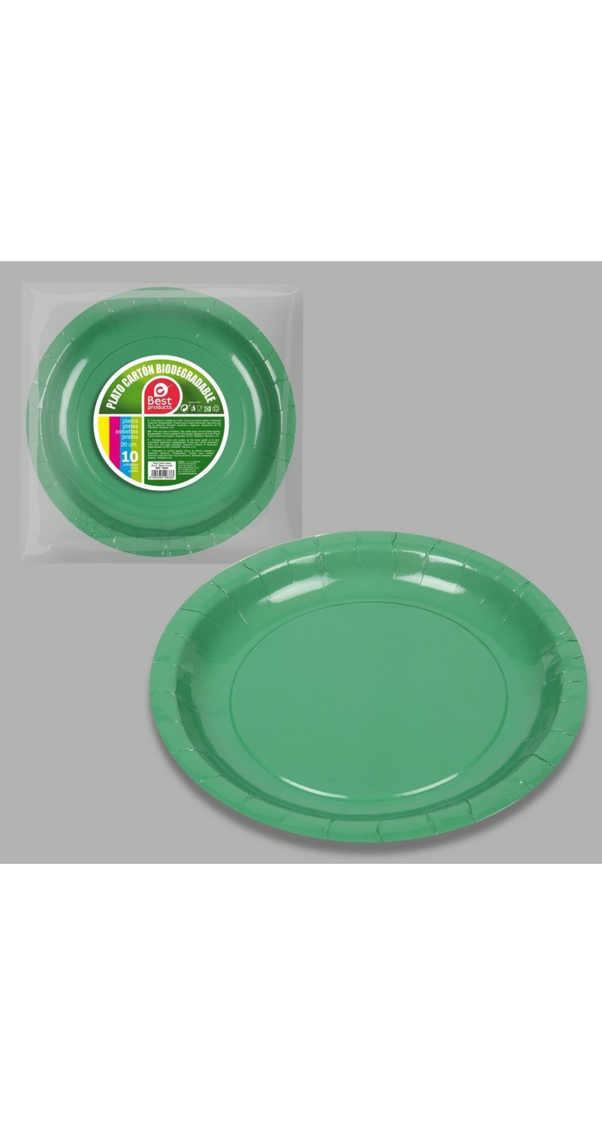 Round Paper Plate 20cm Green - 10pk