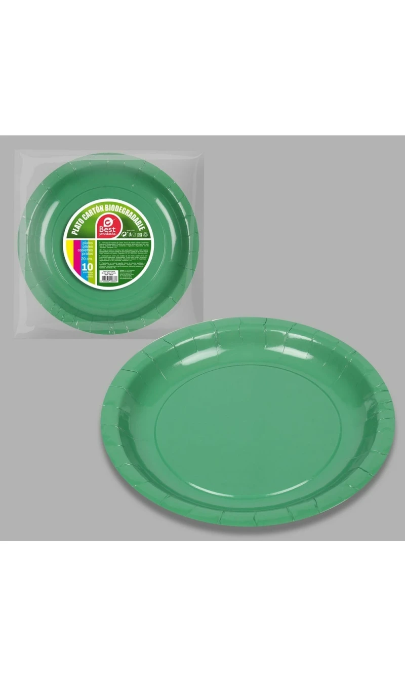 Round Paper Plate 20cm Green - 10pk